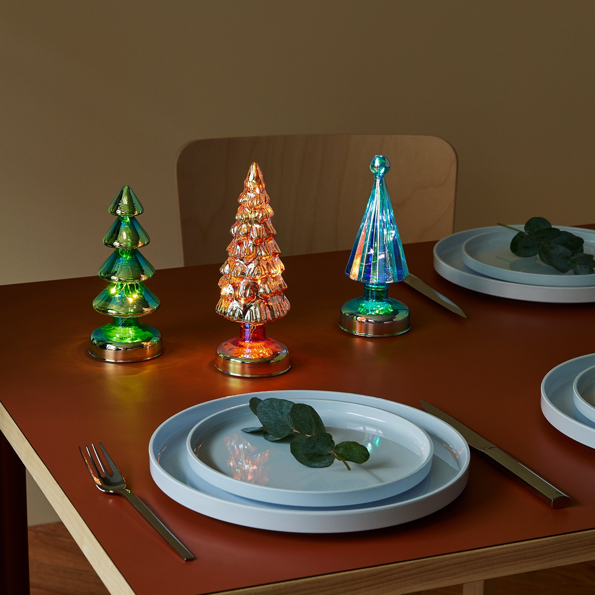 Colorful LED Lighted Mini Glass Trees - Set of 3 - Image 5