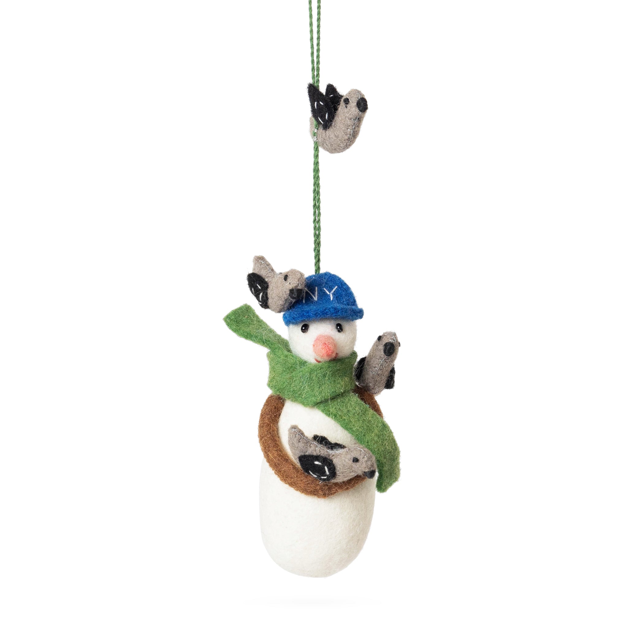 NYC Felt Ornament - Snowman with Baseball Hat