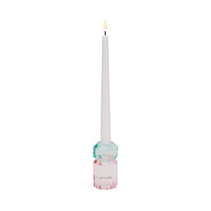 Faceted Crystal Candle Holder - Pink/ Light Mint
