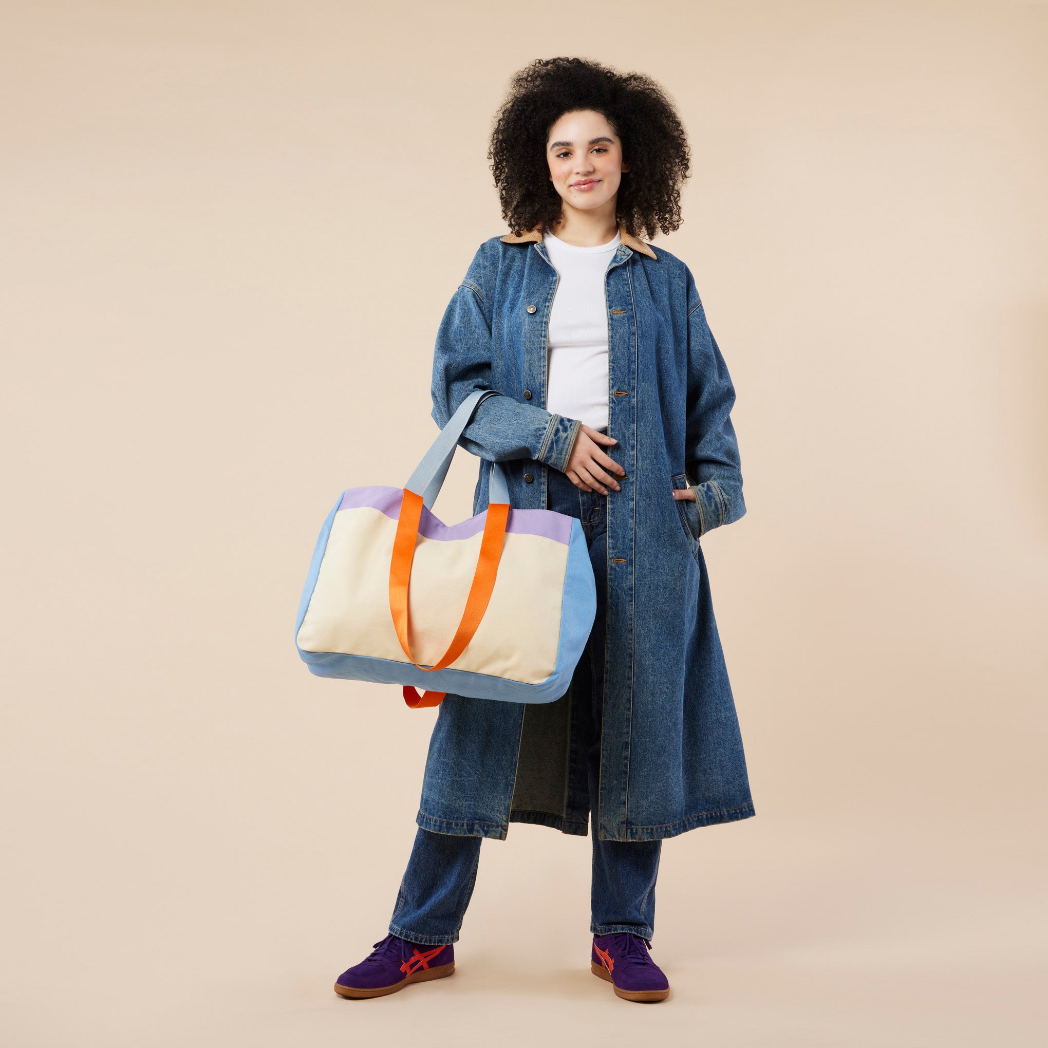 Colorful Oversized Cotton Canvas Tote Bag - Natural - Image 7