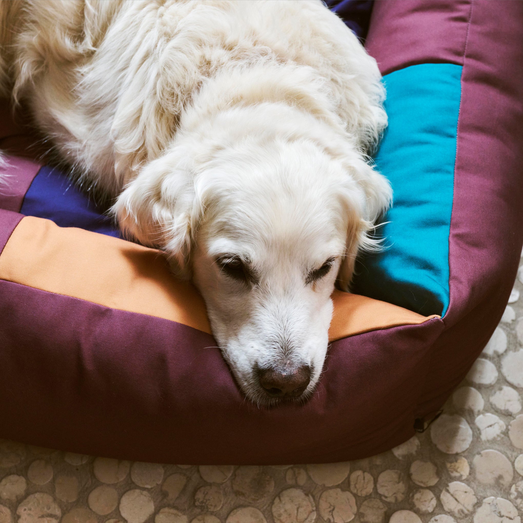 HAY Dog Bed in Recycled Polyester - Burgundy/ Green - Image 6