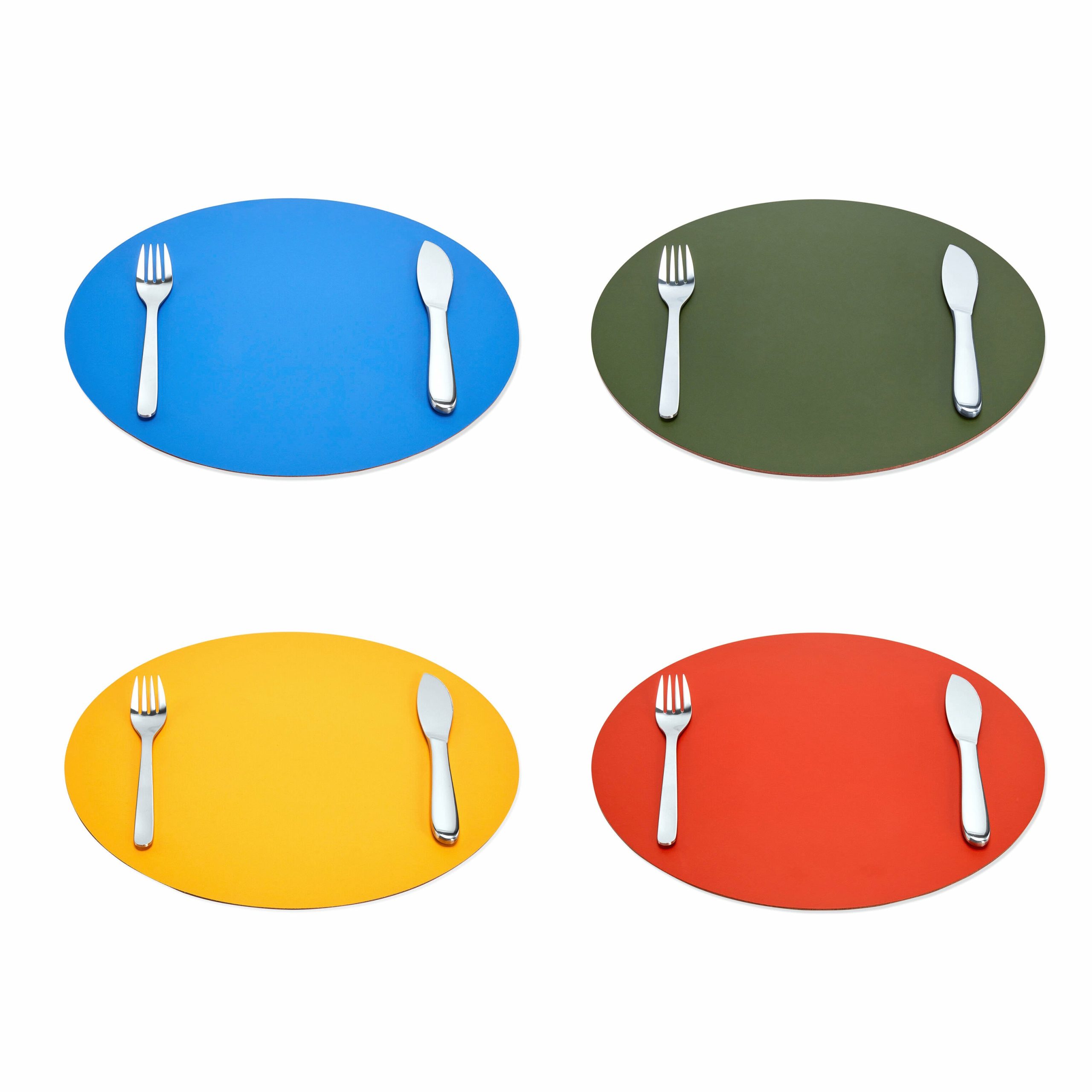 Dual-Sided Recycled Leather Placemat - Green/ Black - Image 10