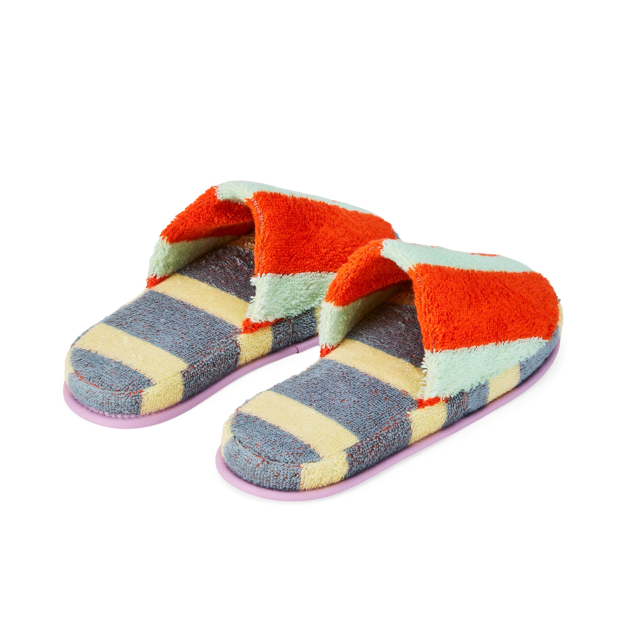 Dusen Dusen Striped Terry Slippers - Orange/ Slate Gray - Image 4