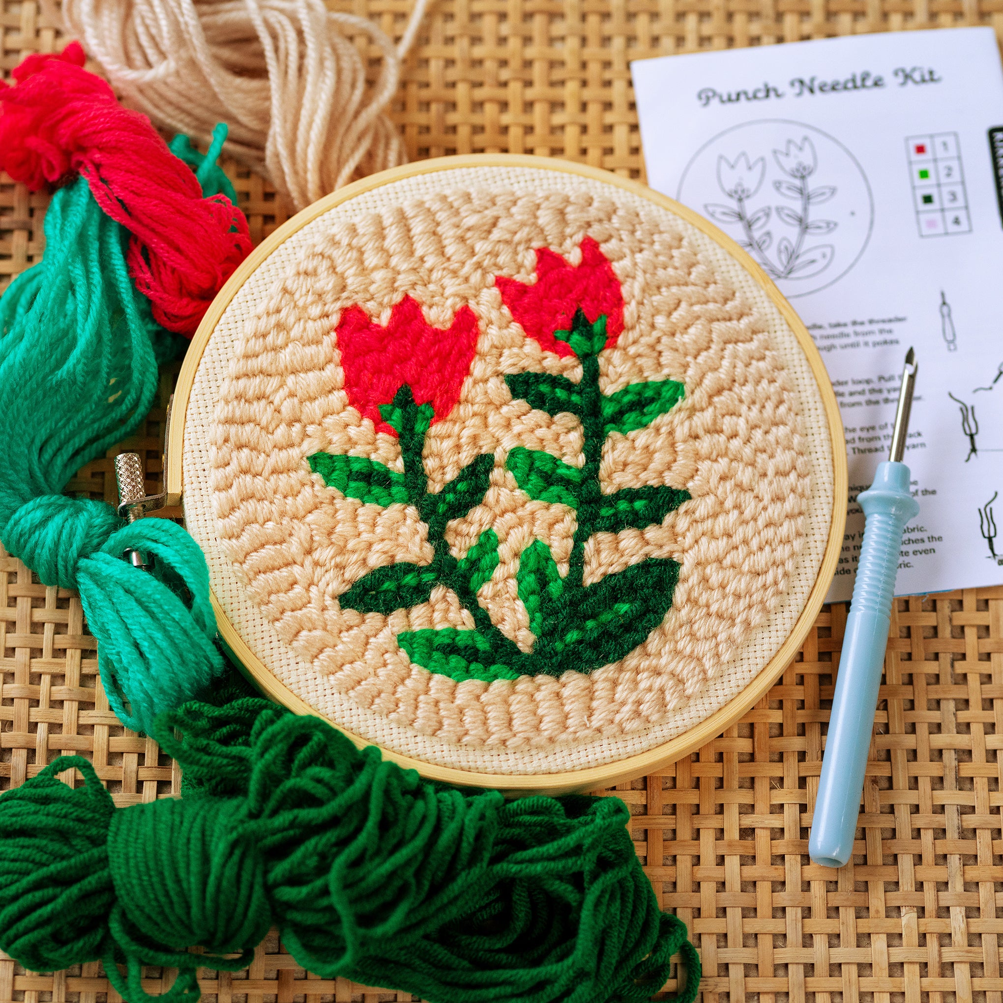 Kikkerland Punch Needle Embroidery Kit - Tulips - Image 2