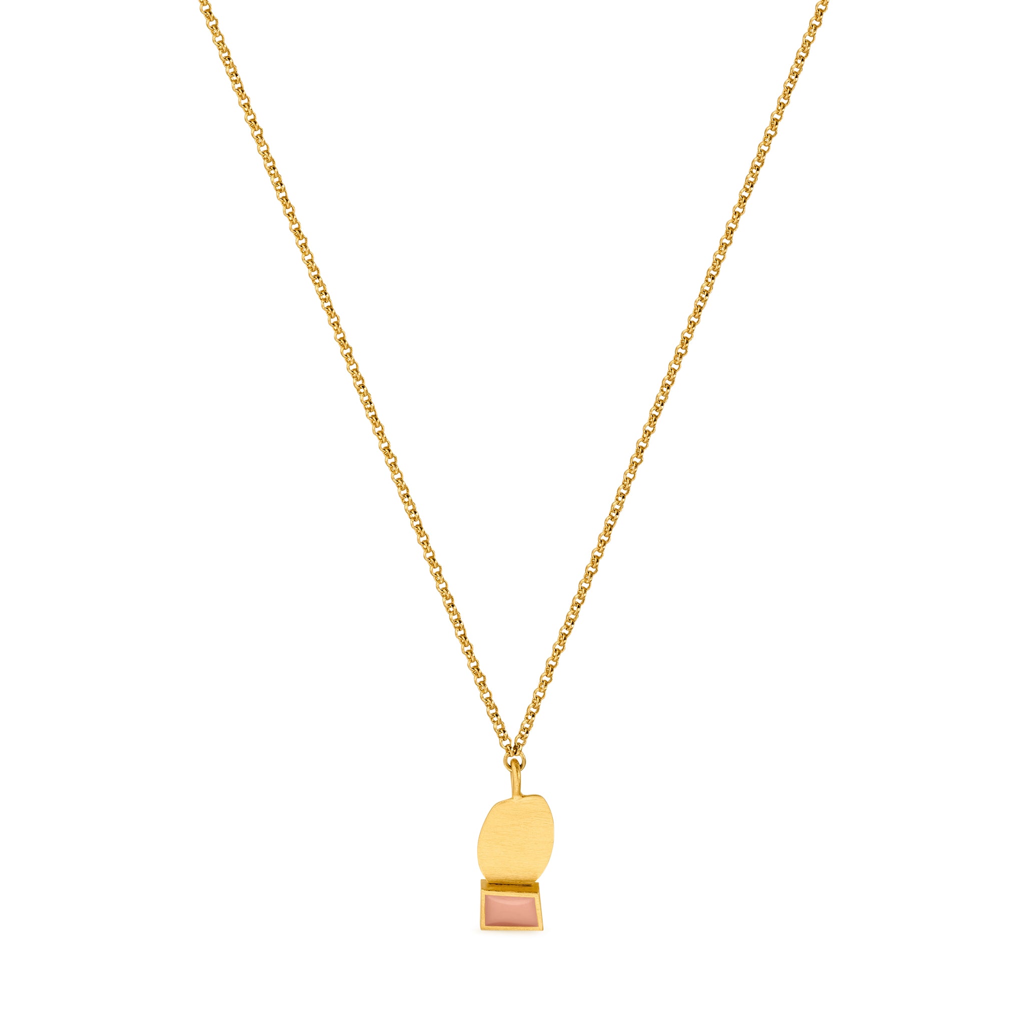 Geometric Collage Gold-Plated Pendant Chain Necklace - Image 5