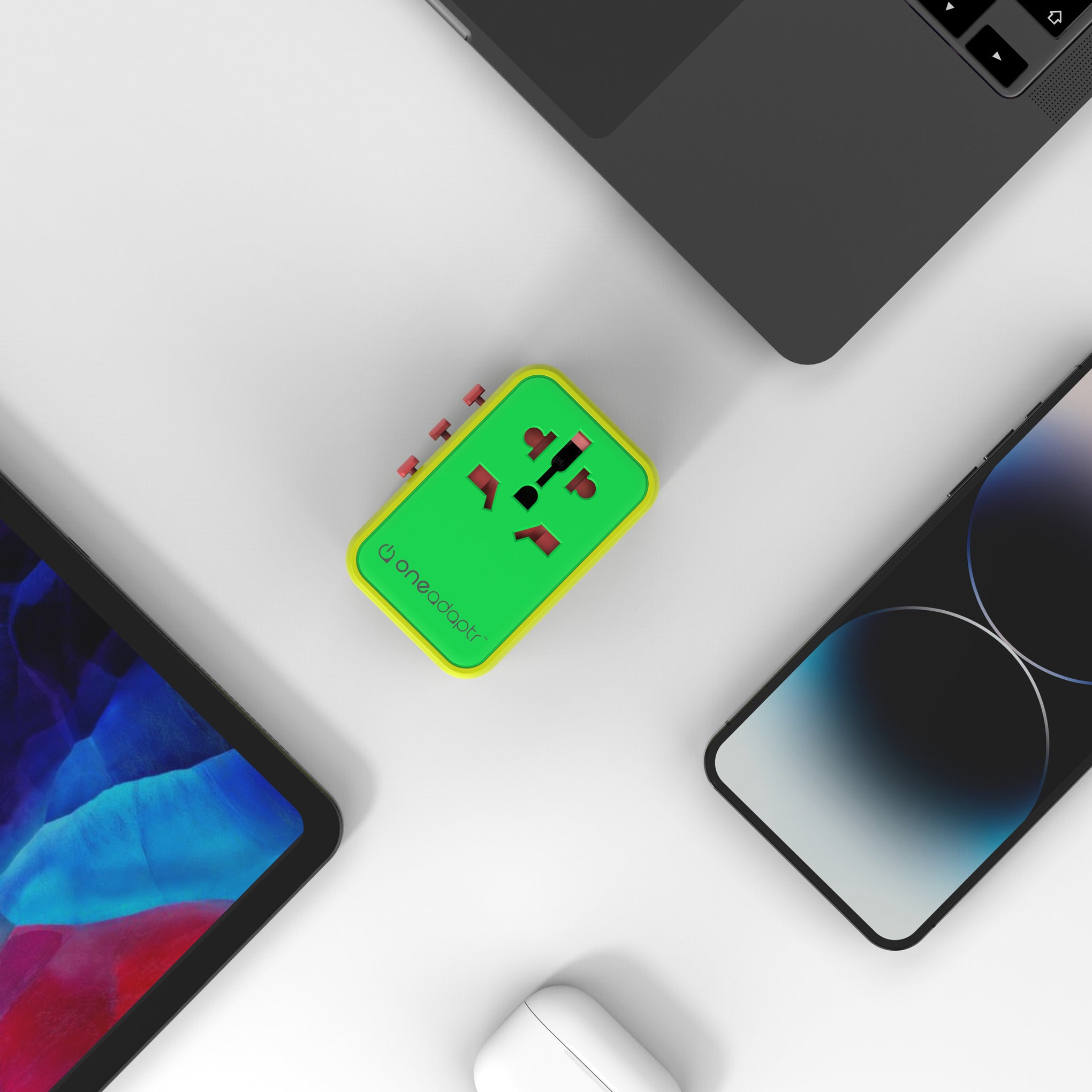 OneAdaptr International Travel Adapter & Charger - Green - Image 2