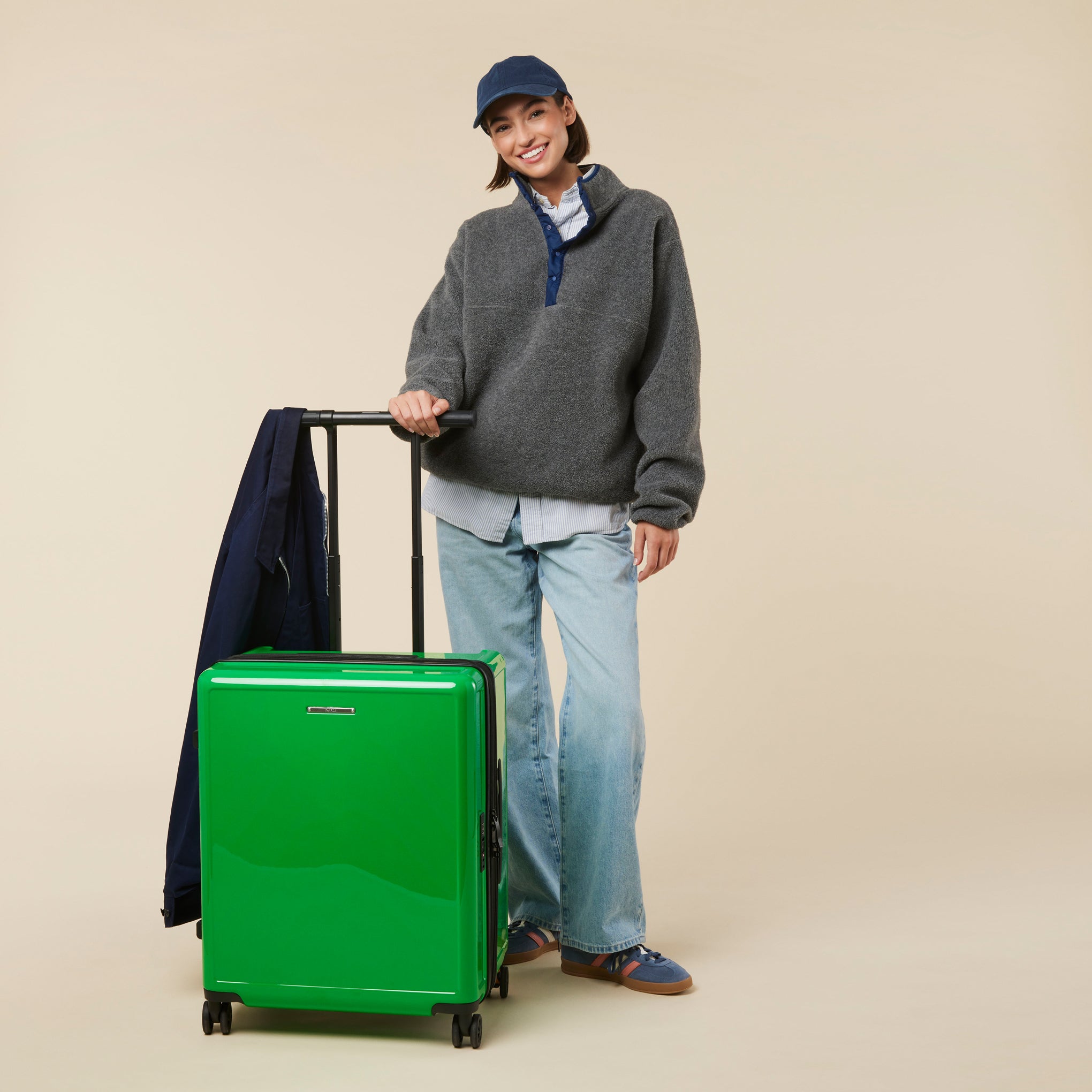 Square Expandable Suitcase with TT Handle - Checked - Image 2