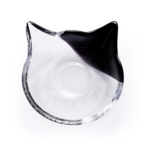 Glass Cat Face Dish - Black