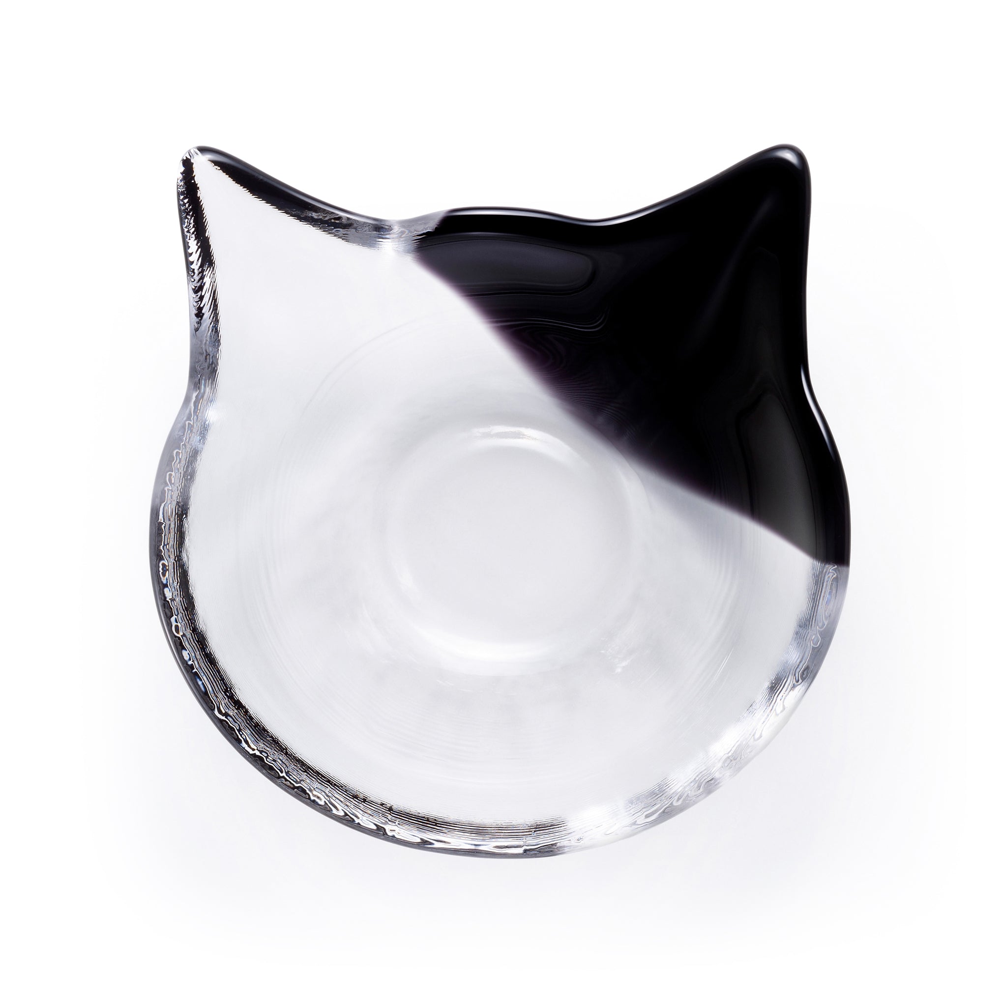 Glass Cat Face Dish - Black