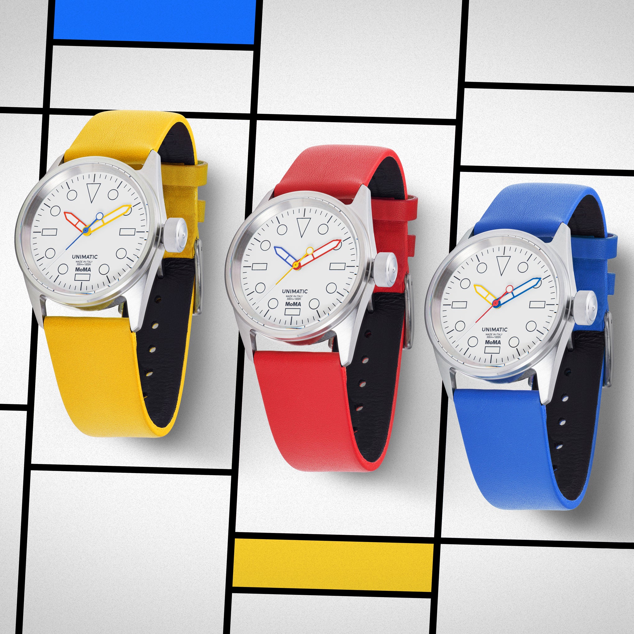 MoMA Unimatic De Stijl Modello Cinque Watch - Yellow - Image 6