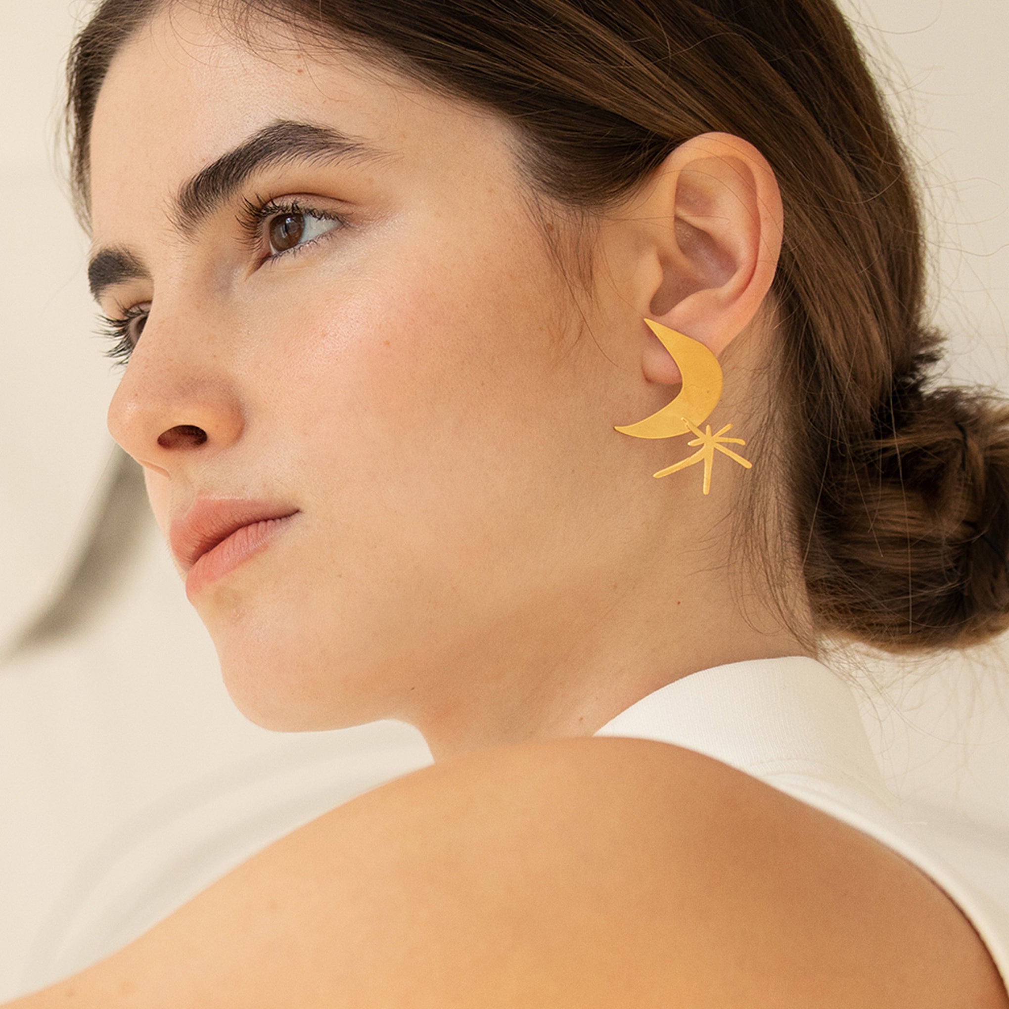 Joan Miró Gold-Plated Moon & Star Earrings - Image 2