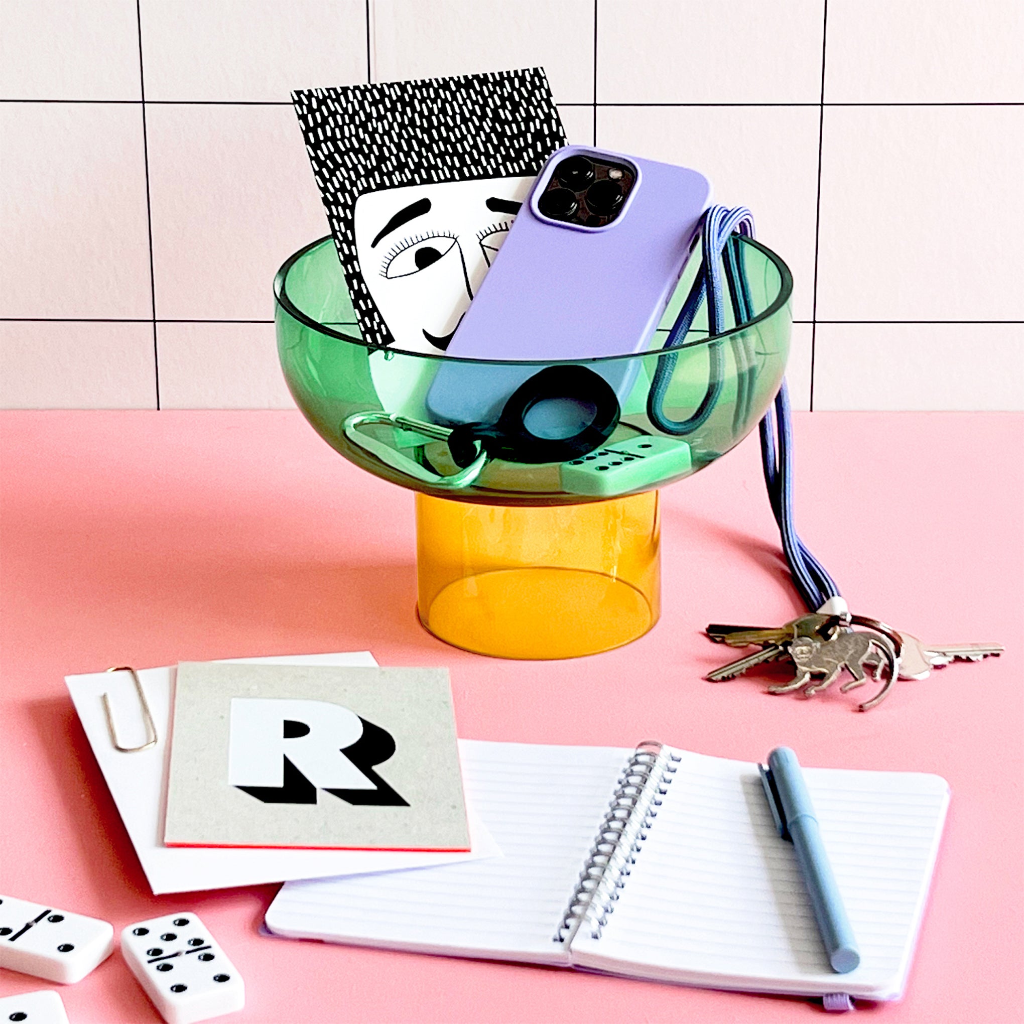 Dual Color Glass Fruit Bowl - Green/ Yellow - Image 7