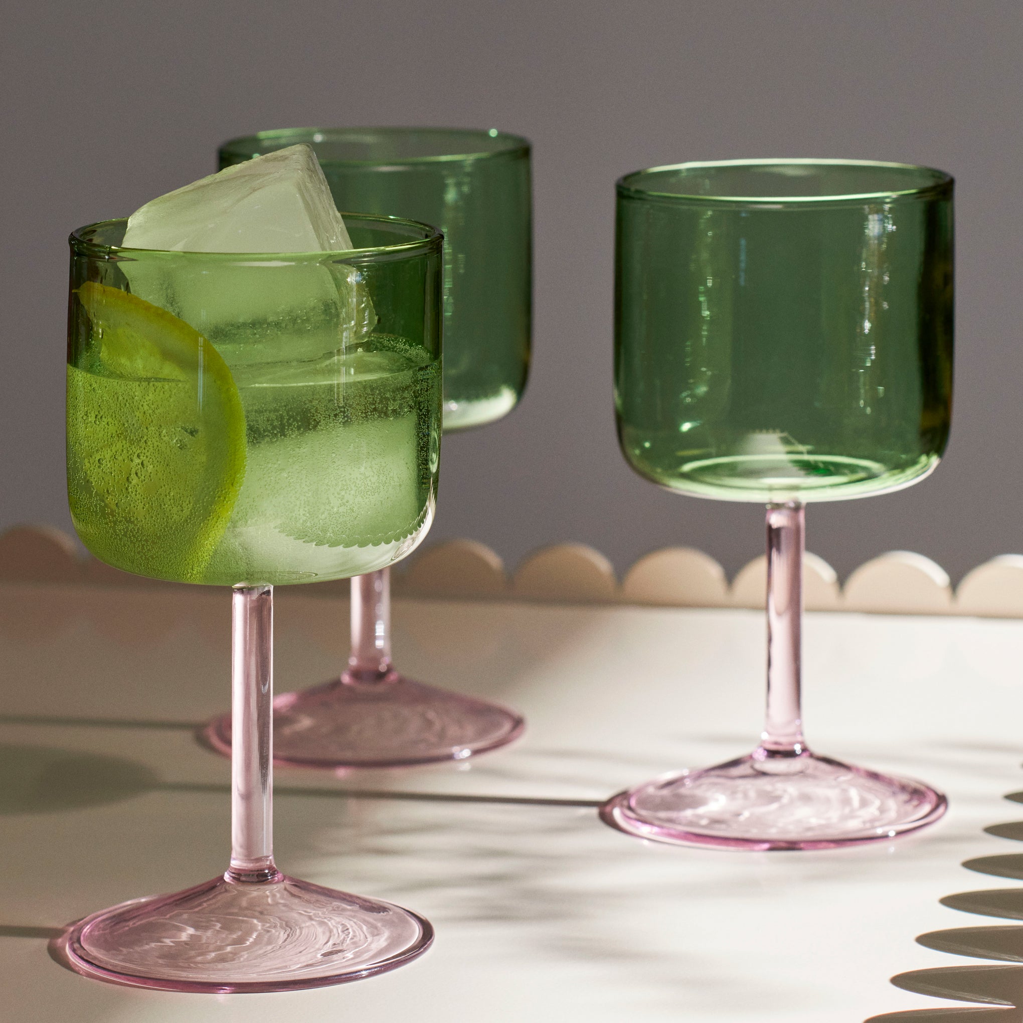 HAY Tint Wine Glasses - Set of 2 - Green/ Pink - Image 2