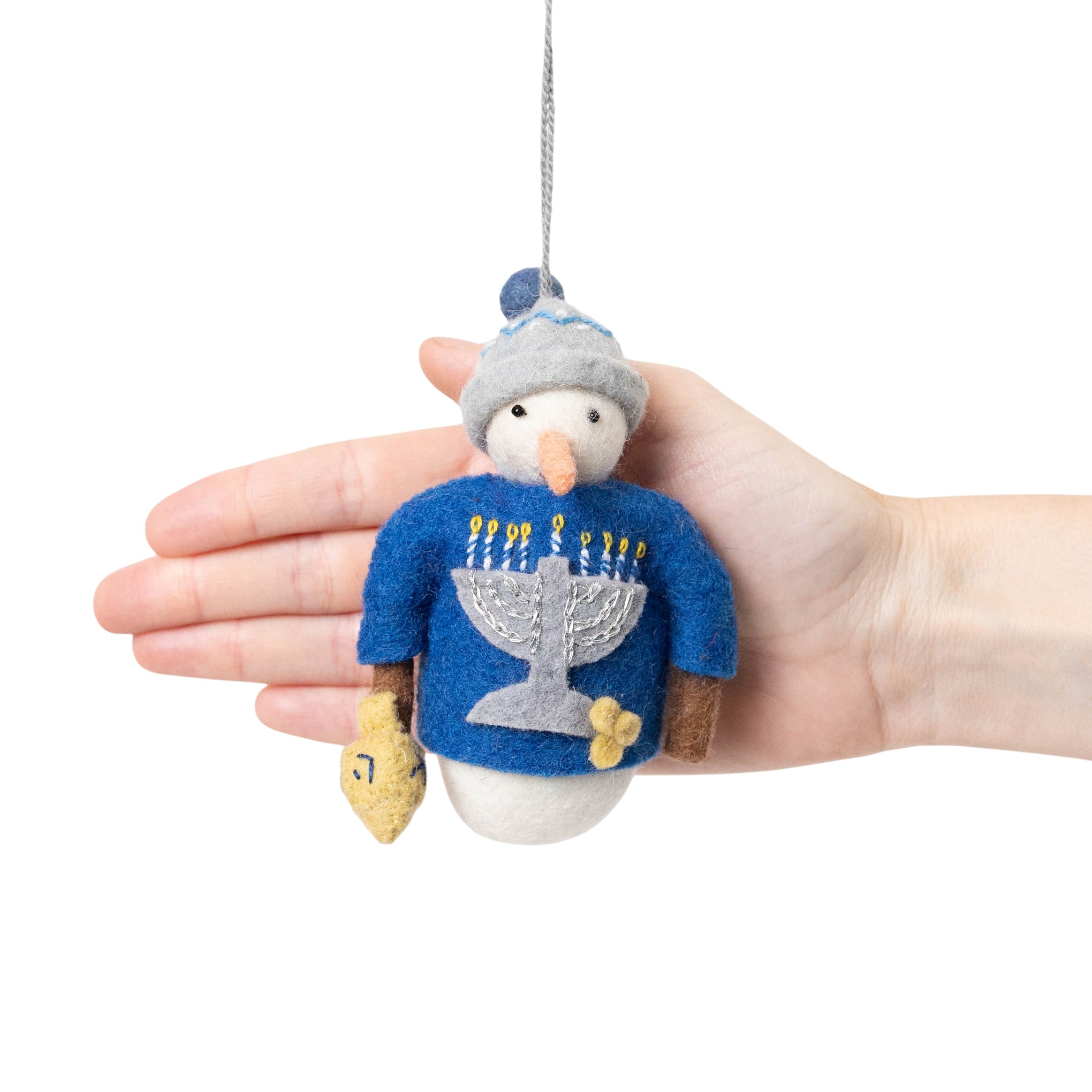 Felt Hanukkah Ornament - Snowman Menorah Sweater - Image 5
