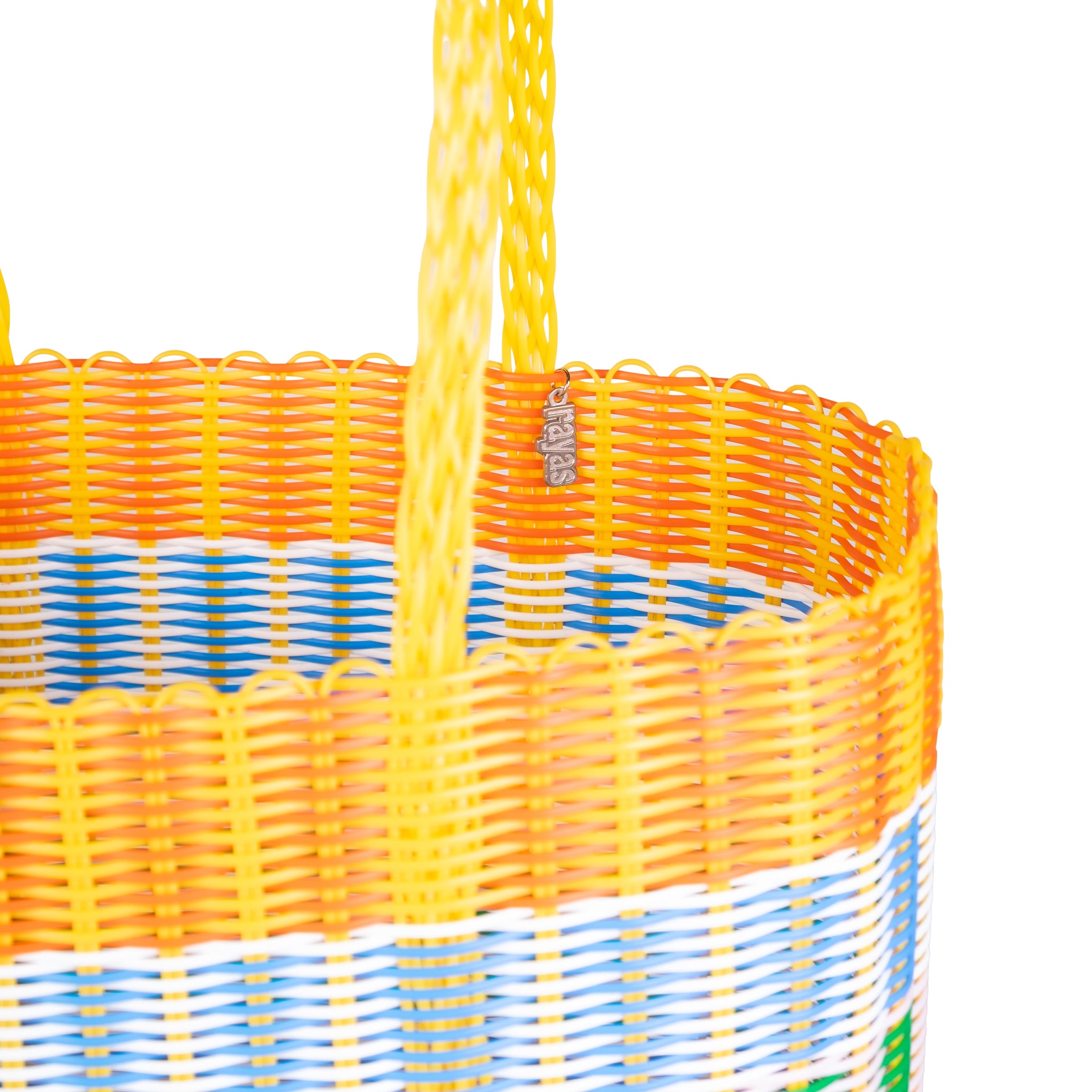 Rayas Multi-Colored Recycled Plastic Basket Bag - Loco Citrus - Image 4