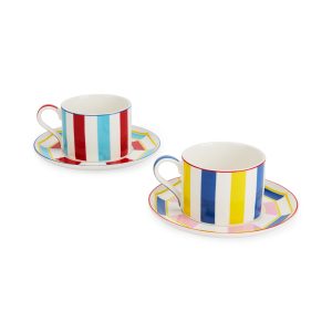 Geocromia Porcelain Dinnerware - Cup & Saucer S/2
