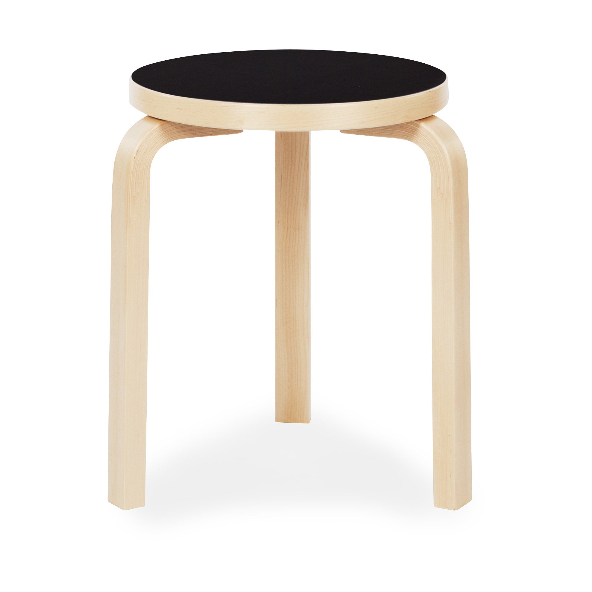 Artek Aalto Stacking Stool 60 - Black/ Birch - Image 2