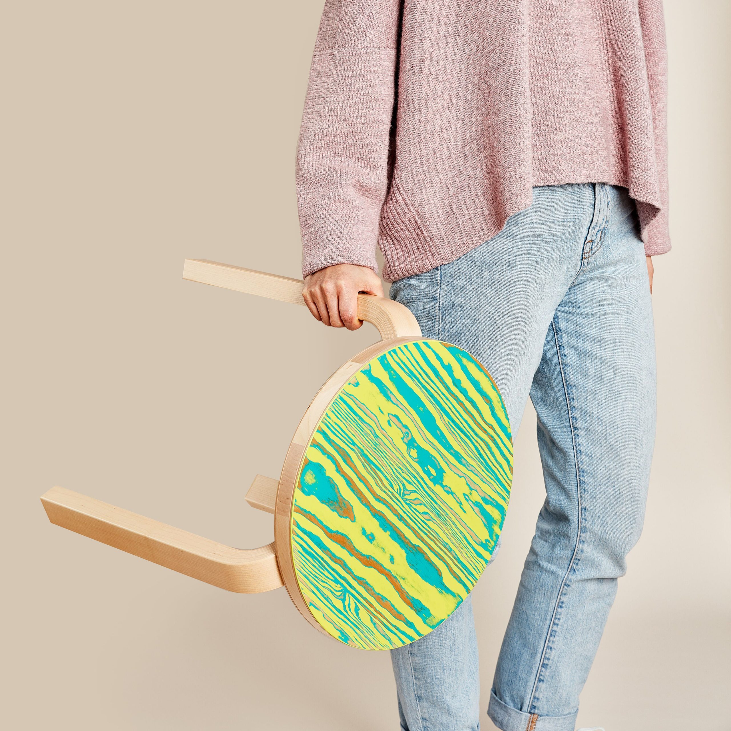 Artek Aalto ColoRing 60 Stacking Stool - Yellow/ Green - Image 3