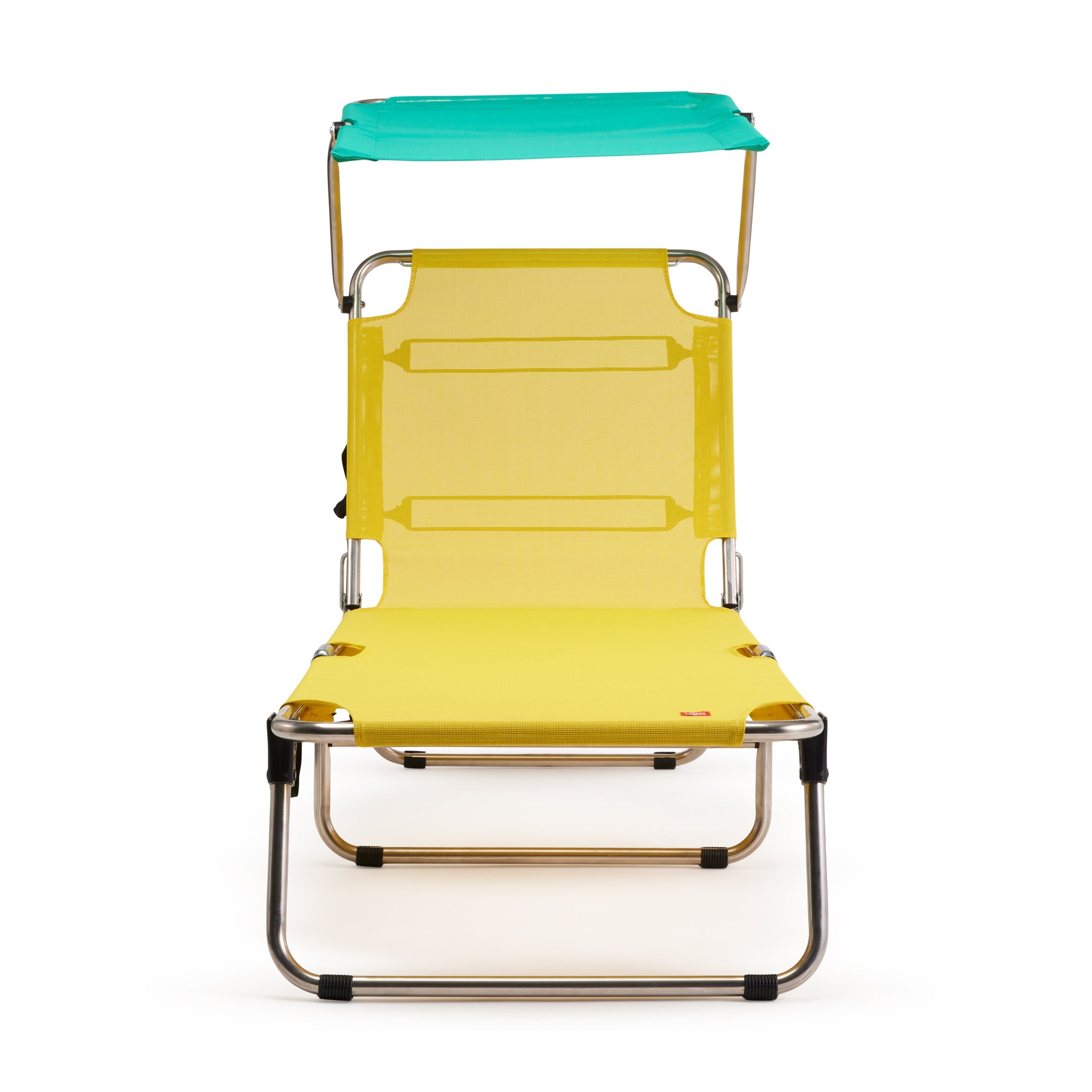 Amigo Outdoor Lounge Chair with Sun Shield - Yellow/ Teal - Image 4