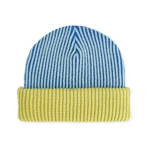 Verloop Pinstripe Plush Beanie - Golden Olive Cobalt