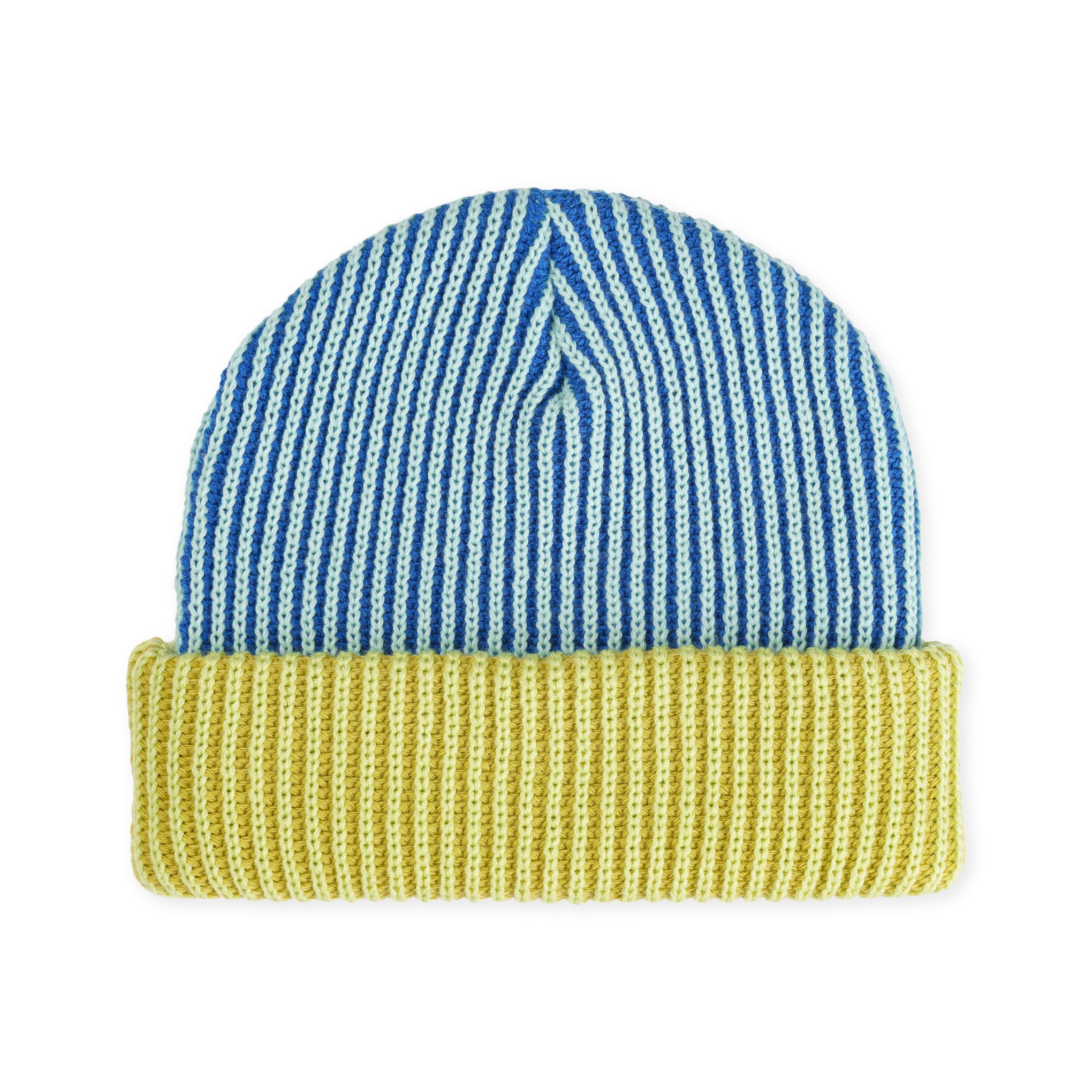 Verloop Pinstripe Plush Beanie - Golden Olive Cobalt