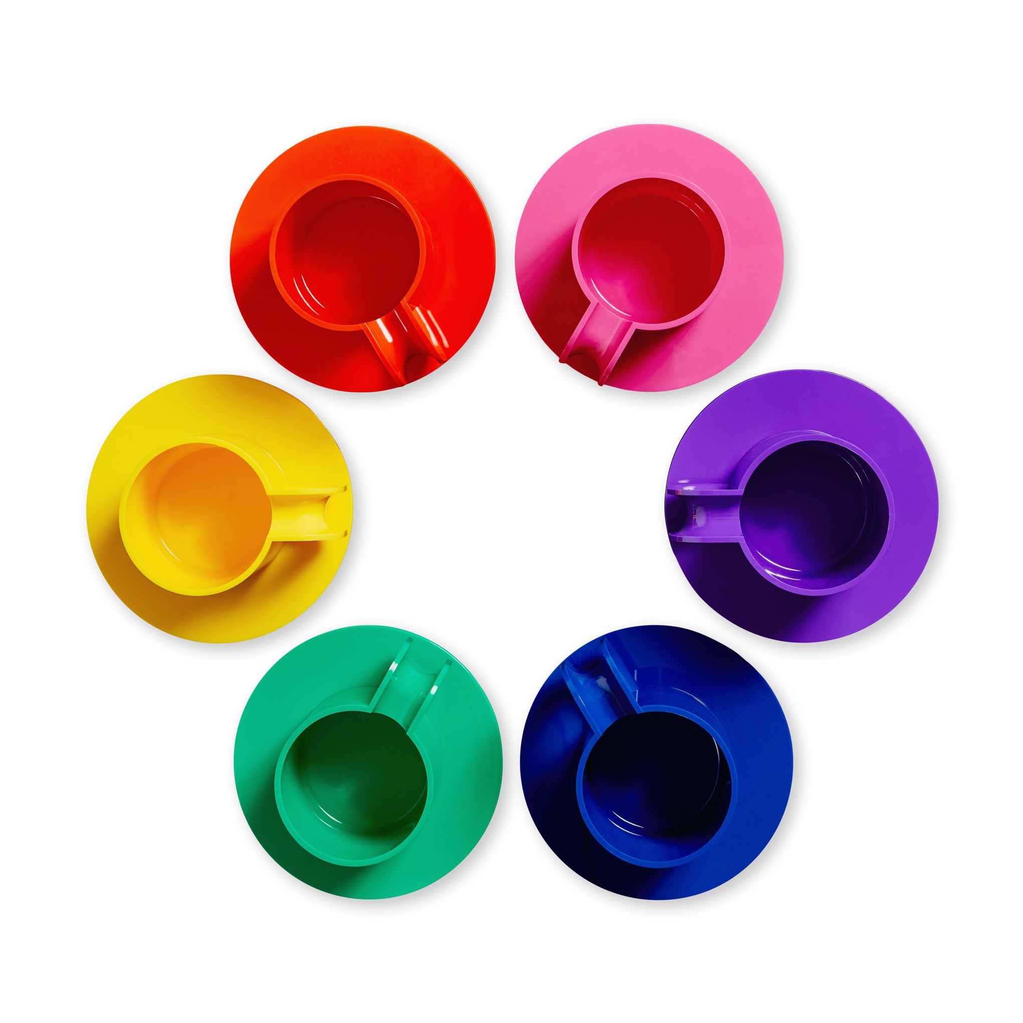 Vignelli Hellerware Max Stacking Cups & Saucers - Set of 6 - Rainbow - Image 4