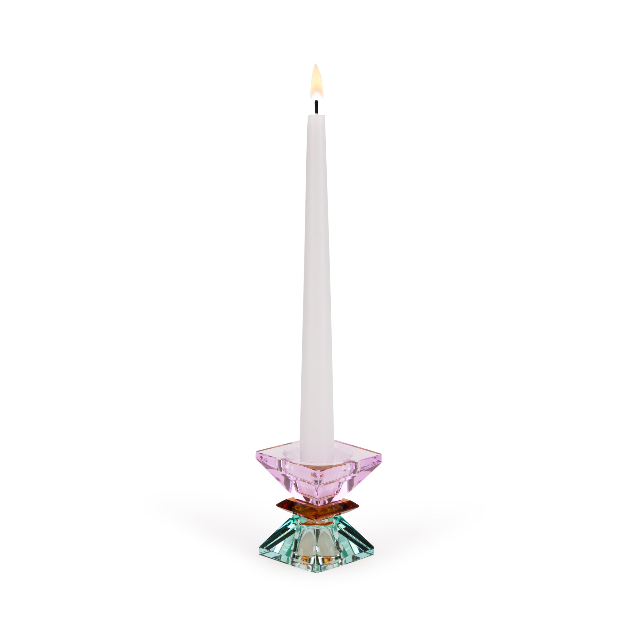 Faceted Crystal Candle Holder - Violet/ Amber/ Light Mint - Image 3