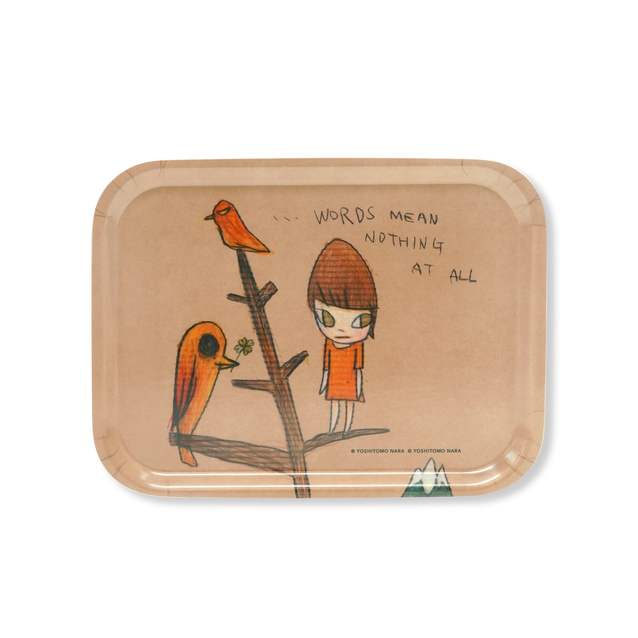 Yoshitomo Nara Birch Wood Tray - Tan/ Multi