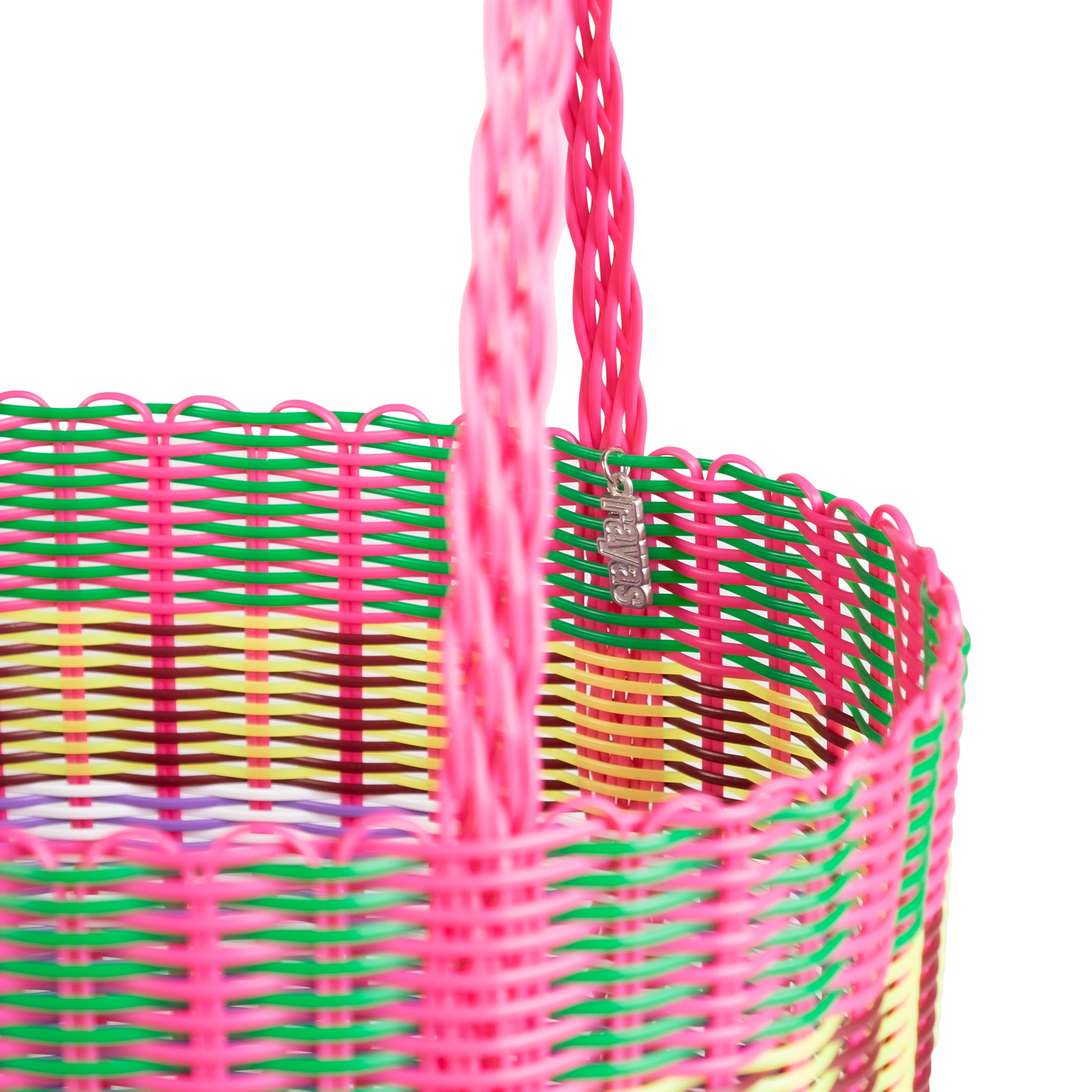 Rayas Multi-Colored Recycled Plastic Basket Bag - Loco Rosa - Image 4