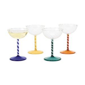 Candy Twist Glassware - Set of 4 - Coupe Set of 4