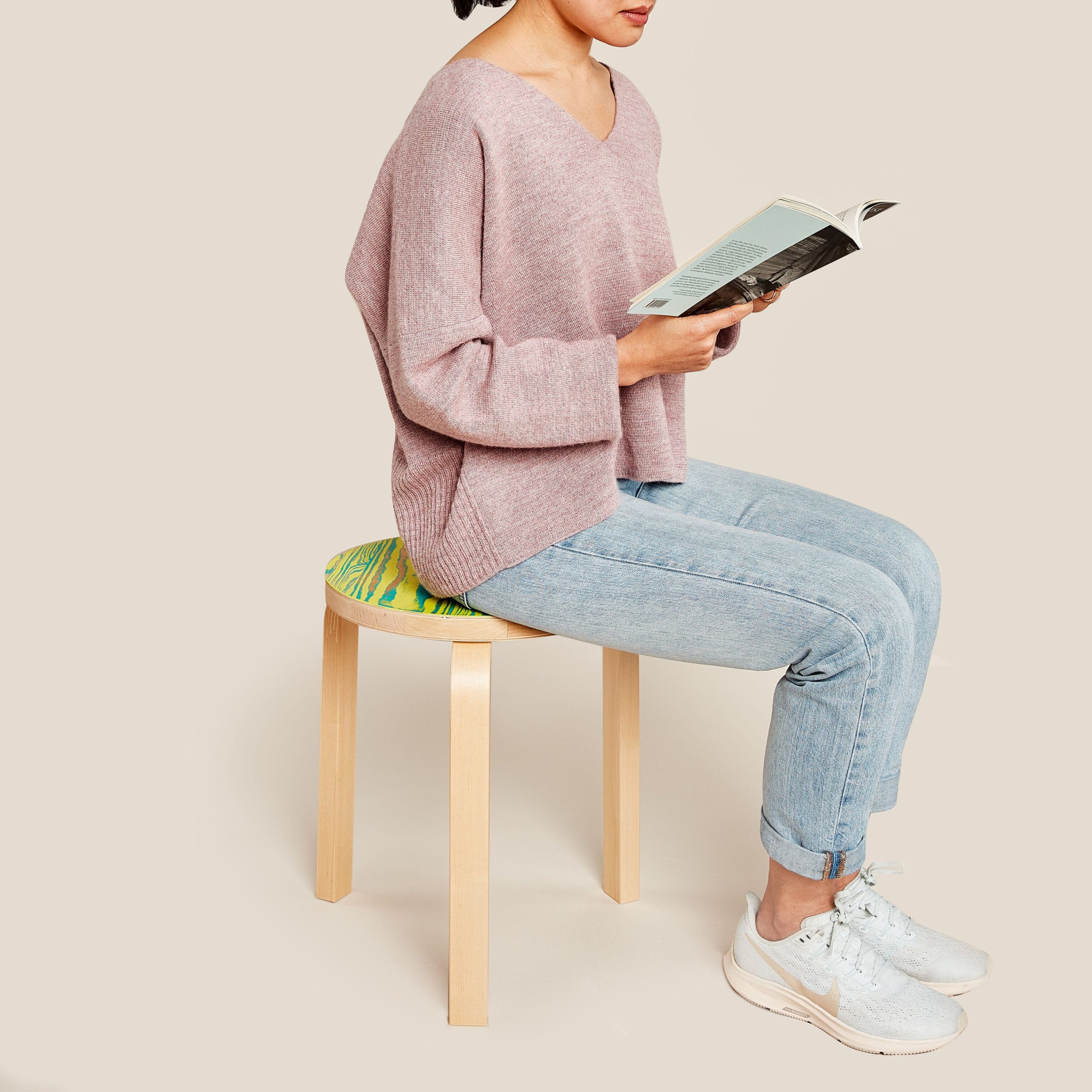 Artek Aalto ColoRing 60 Stacking Stool - Yellow/ Green - Image 4