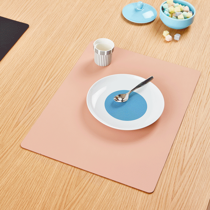 Dual-Sided Recycled Leather Placemat - Blue/ Light Pink - Image 3