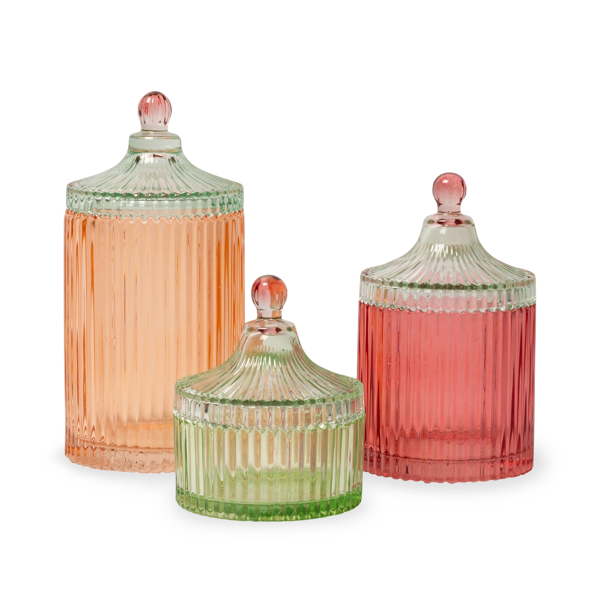 Candy Stripe Glass Storage Jar - Red/ Light Mint - Image 4