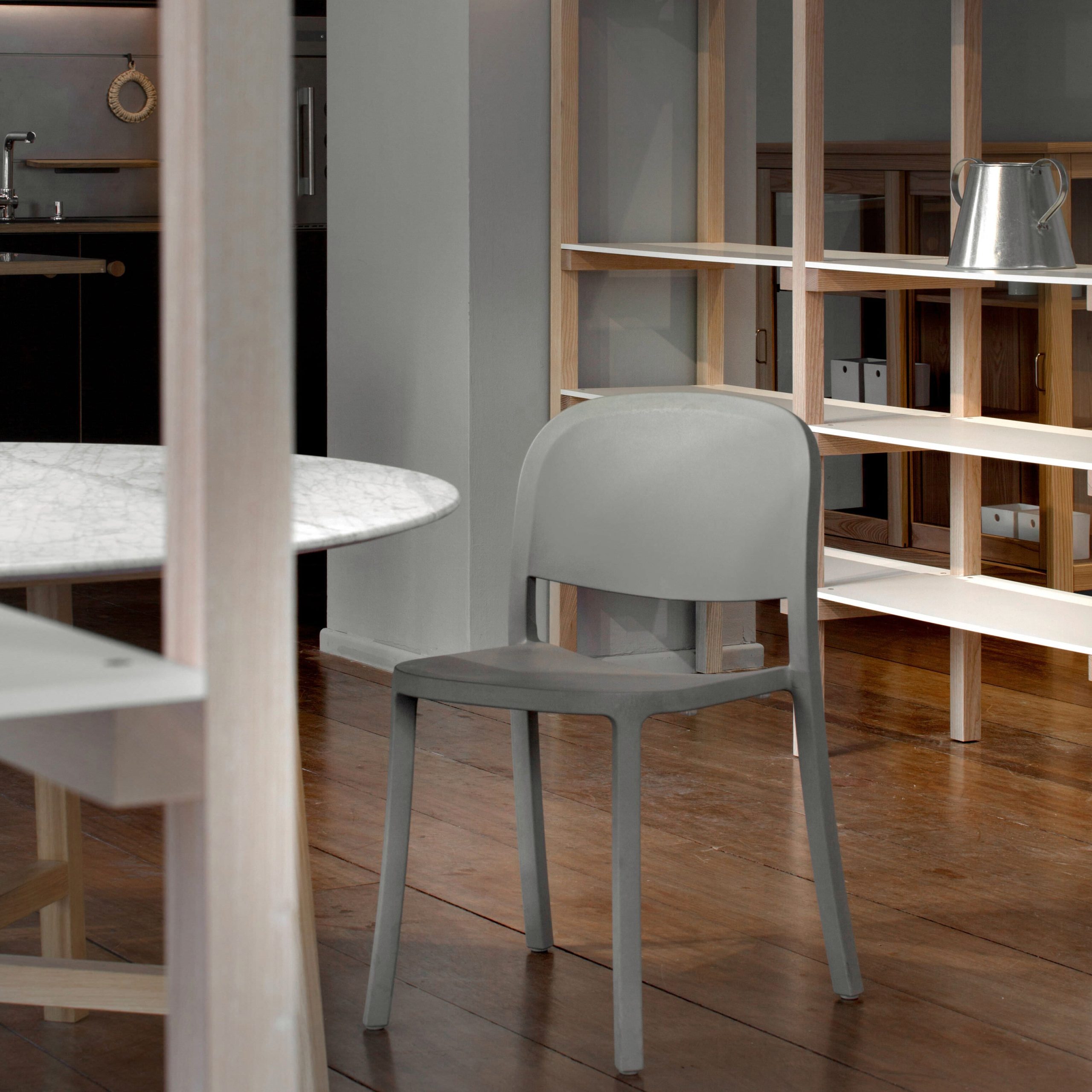 Emeco 1 Inch Reclaimed Stacking Chair - Light Grey - Image 2