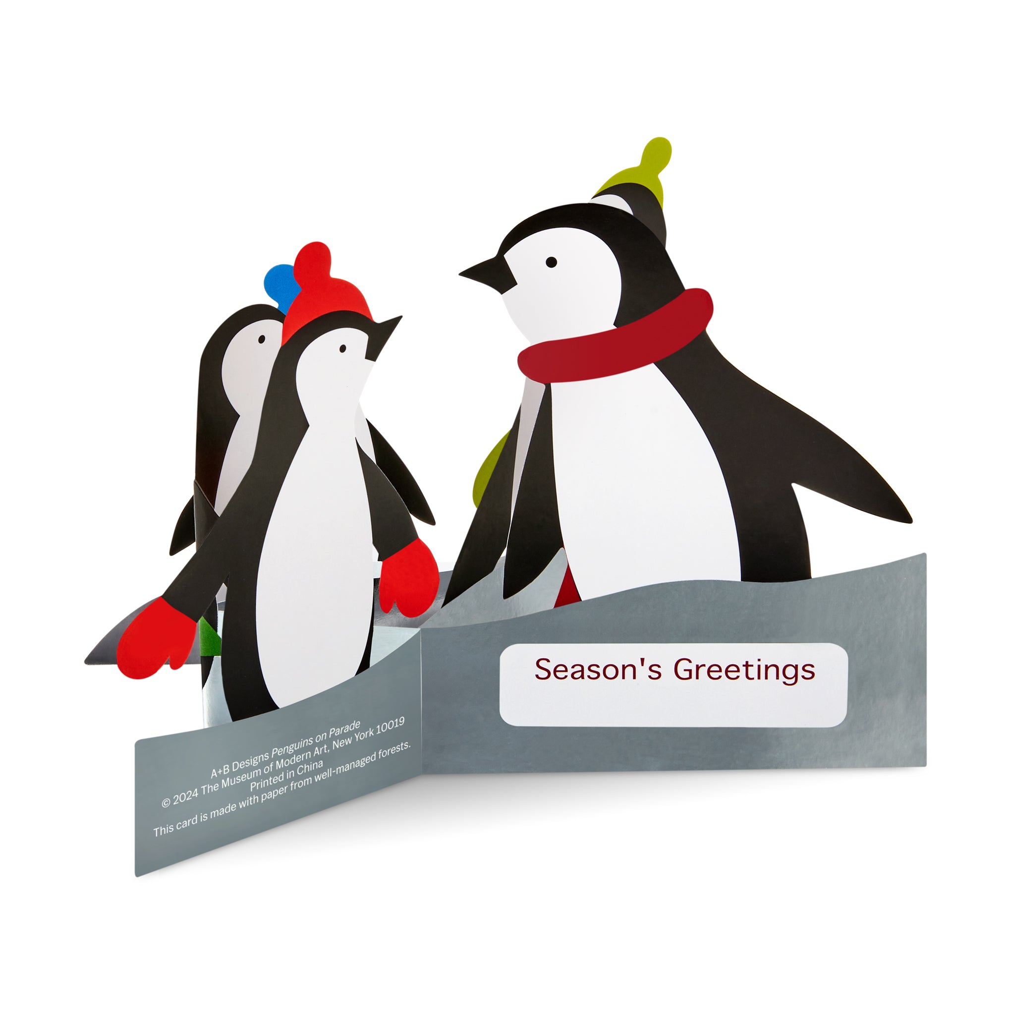 Penguins on Parade Holiday Pop-Up Cards - Set of 8 - Image 2