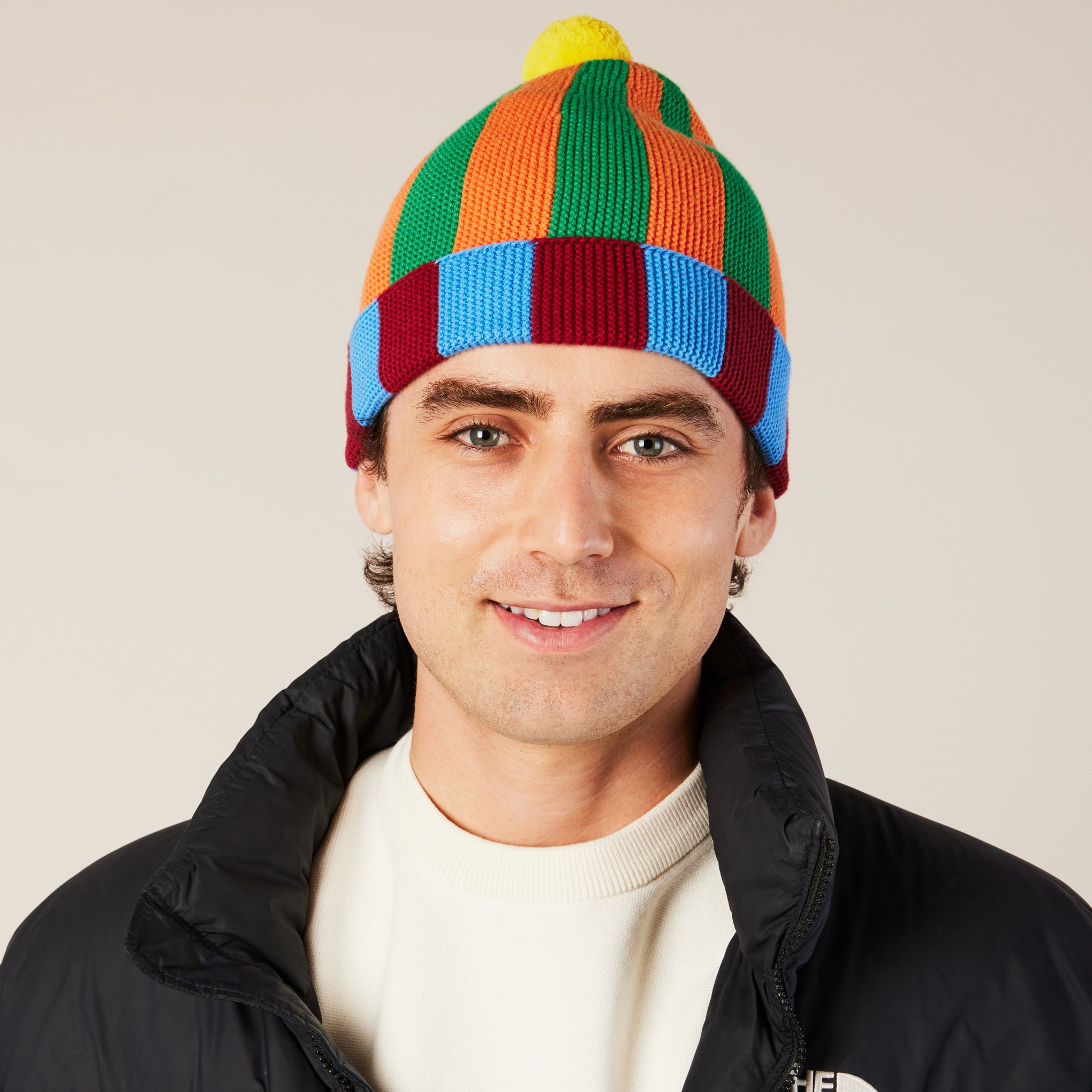 Dusen Dusen Cotton Striped Beanie - Blue/ Green - Image 3