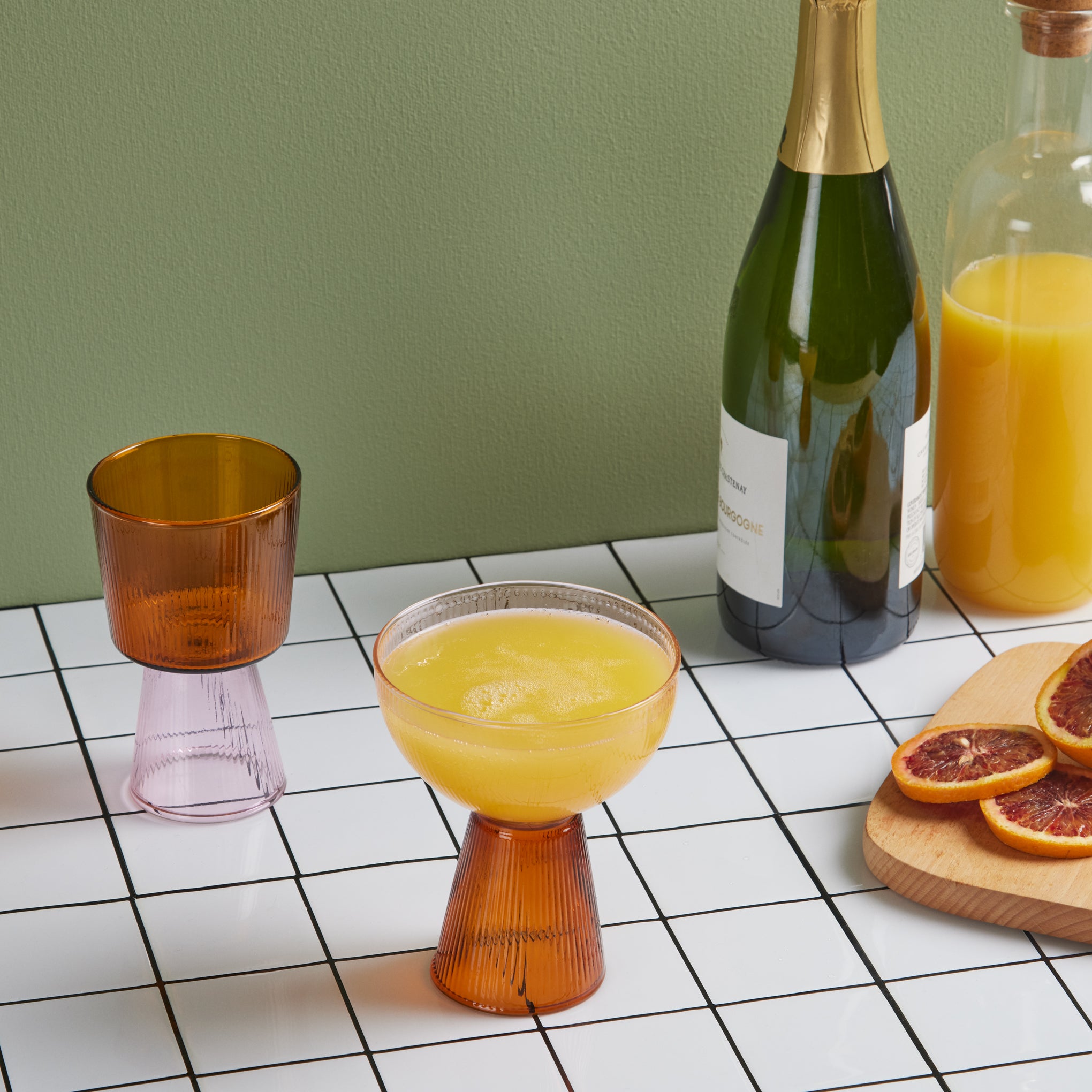 Oorun Didun Glass Cups by Yinka Ilori - - Pink/ Amber - Image 2