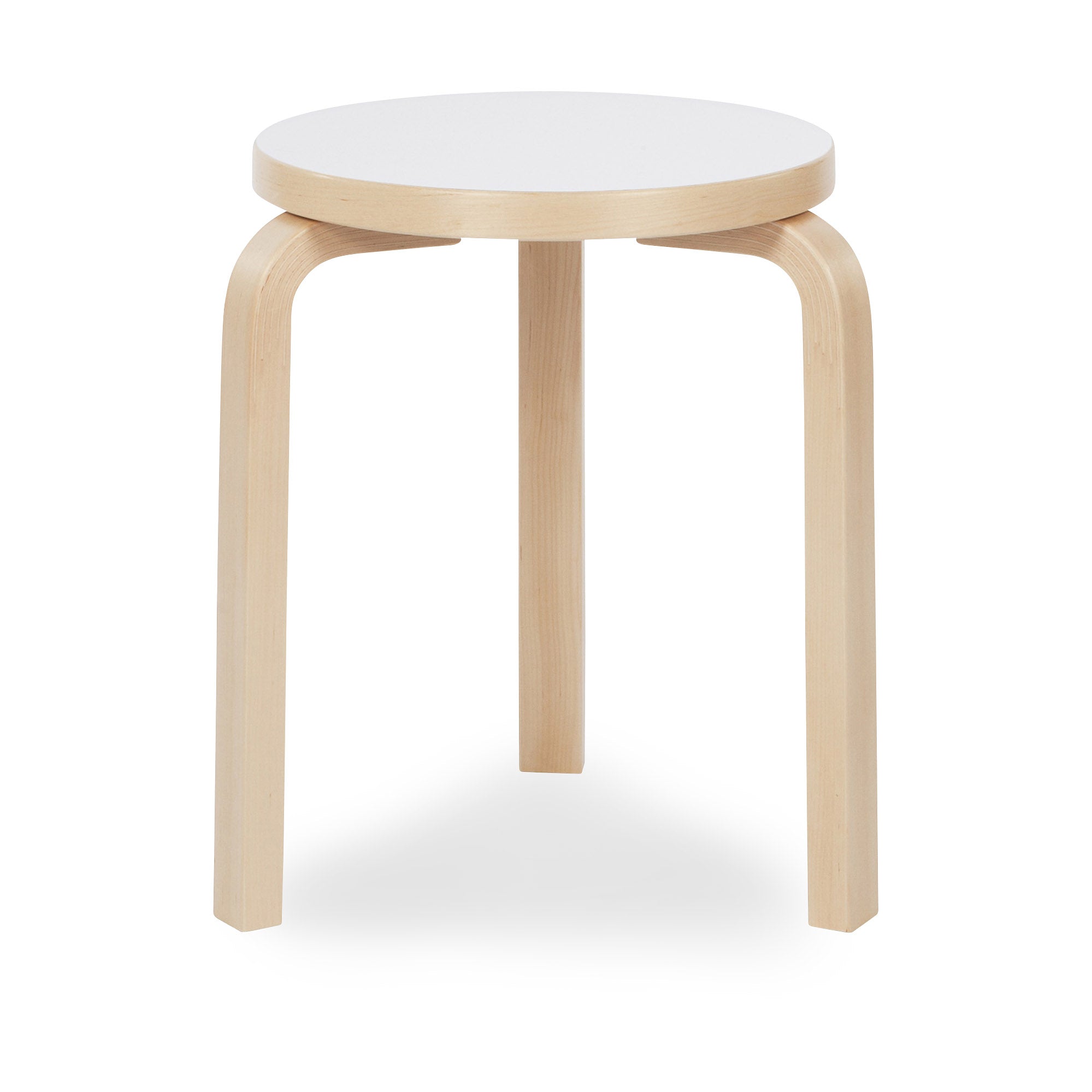 Artek Aalto Stacking Stool 60 - White/ Birch