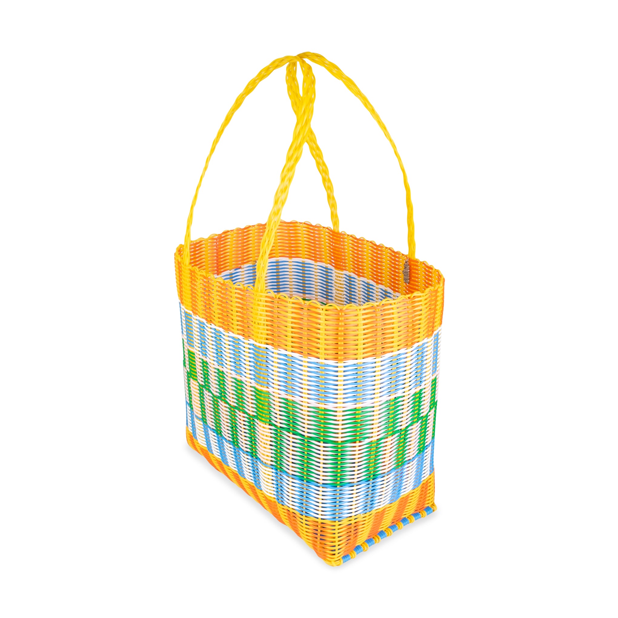 Rayas Multi-Colored Recycled Plastic Basket Bag - Loco Citrus - Image 3