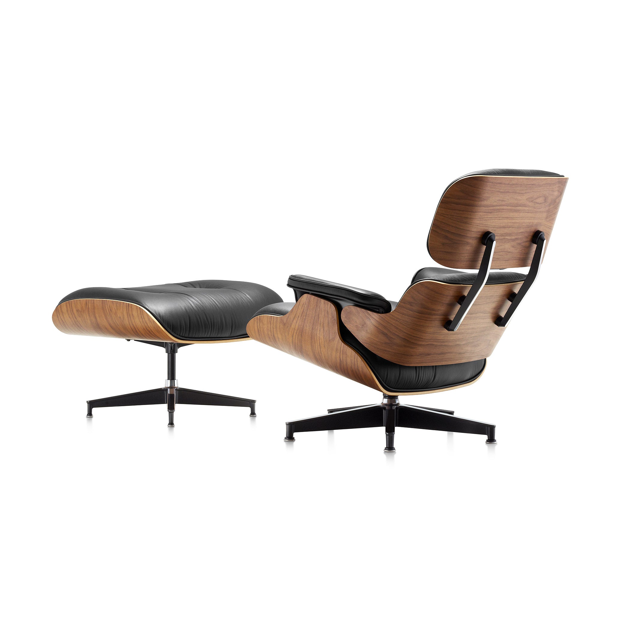 Eames® Lounge Chair and Ottoman from Herman Miller - Walnut/ Obsidian Black Leather - Image 4