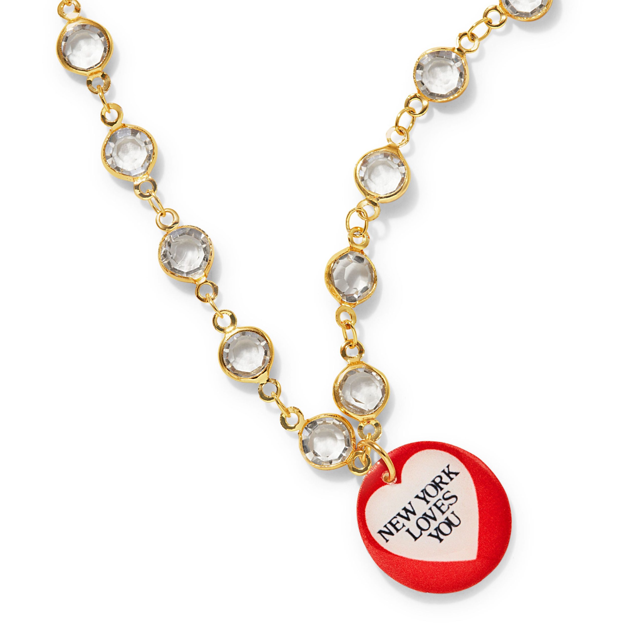 Haricot Vert Crystal Chain NYC Pendant Necklace - Image 3