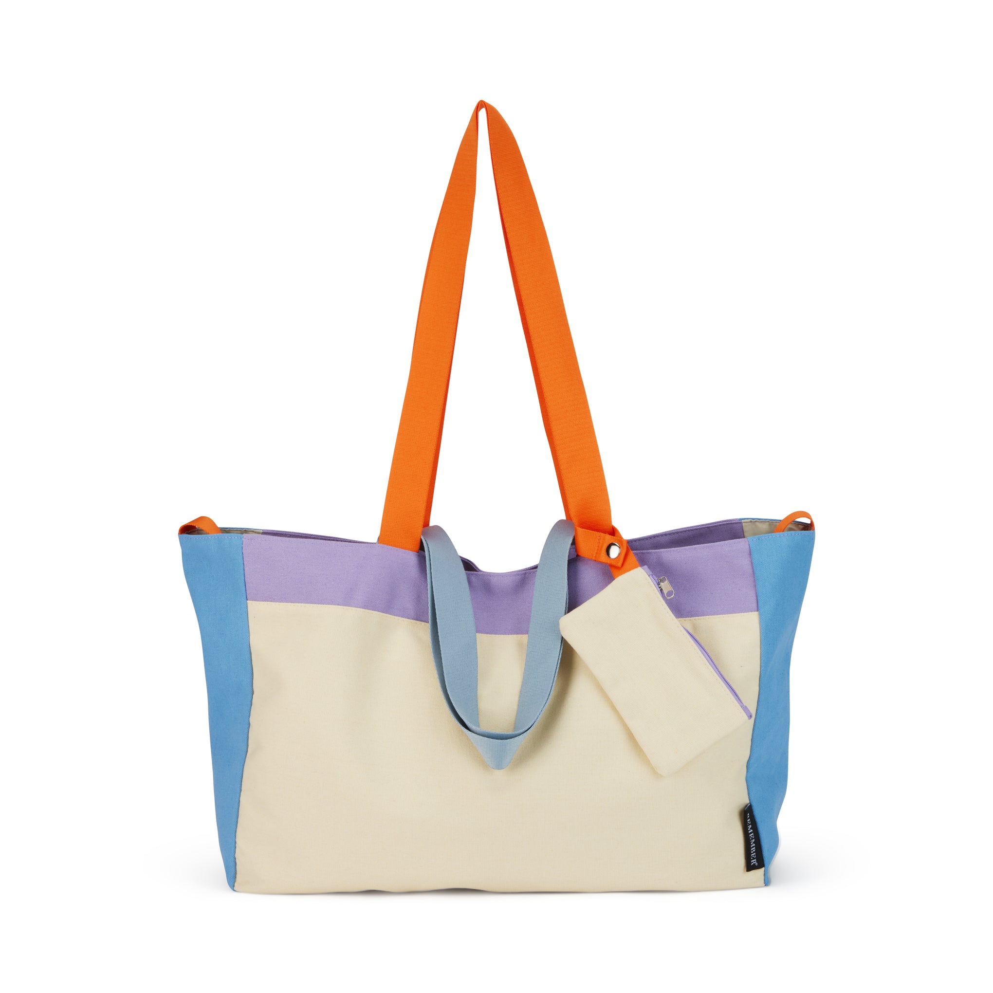 Colorful Oversized Cotton Canvas Tote Bag - Natural