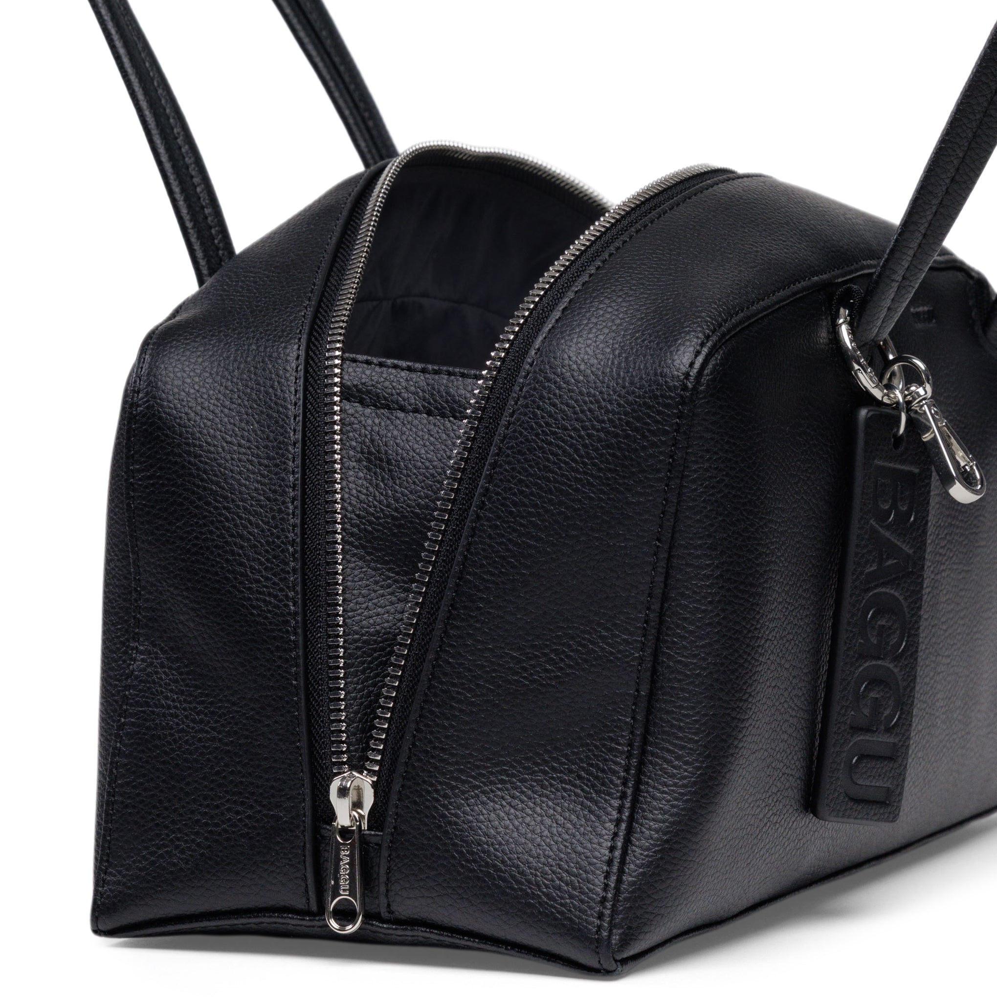 Baggu Recycled Leather Bowler Bag - Black - Image 4