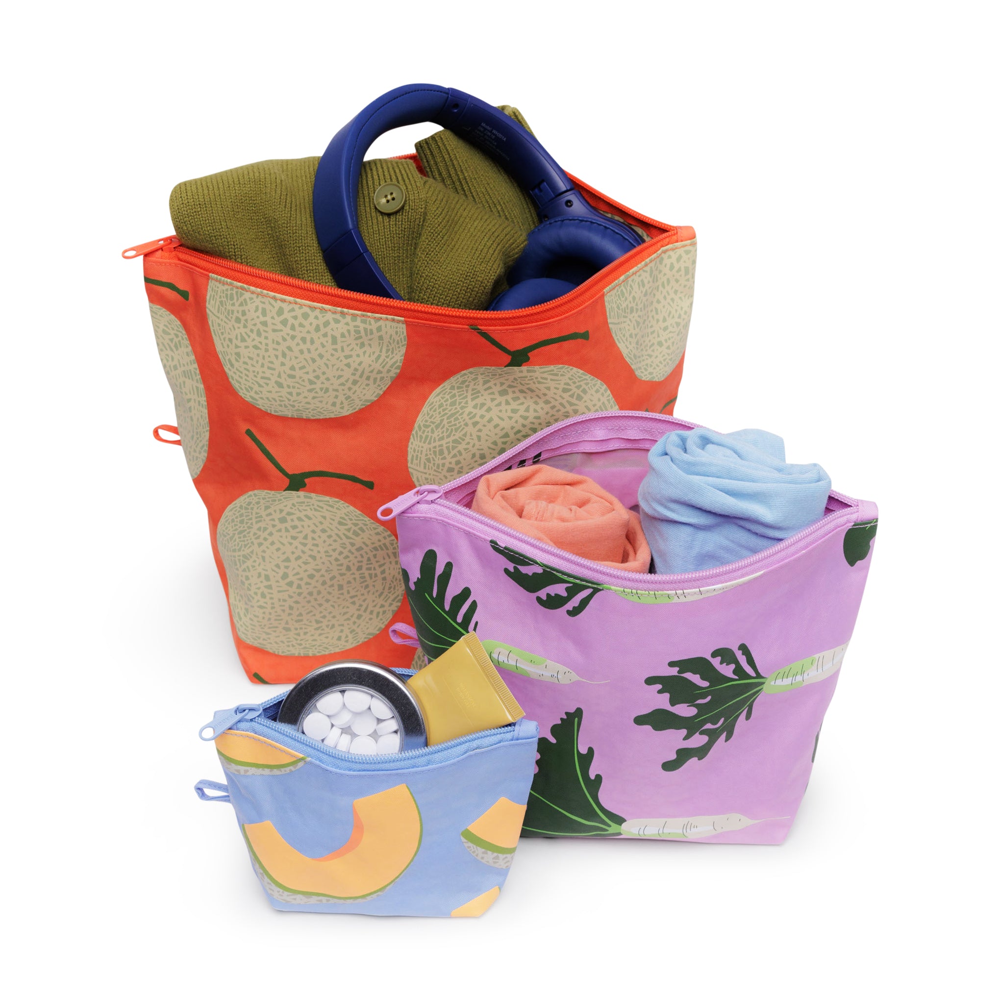 Baggu Recycled Nylon Go Pouches - Set of 3 - Japanese Produce - Image 2