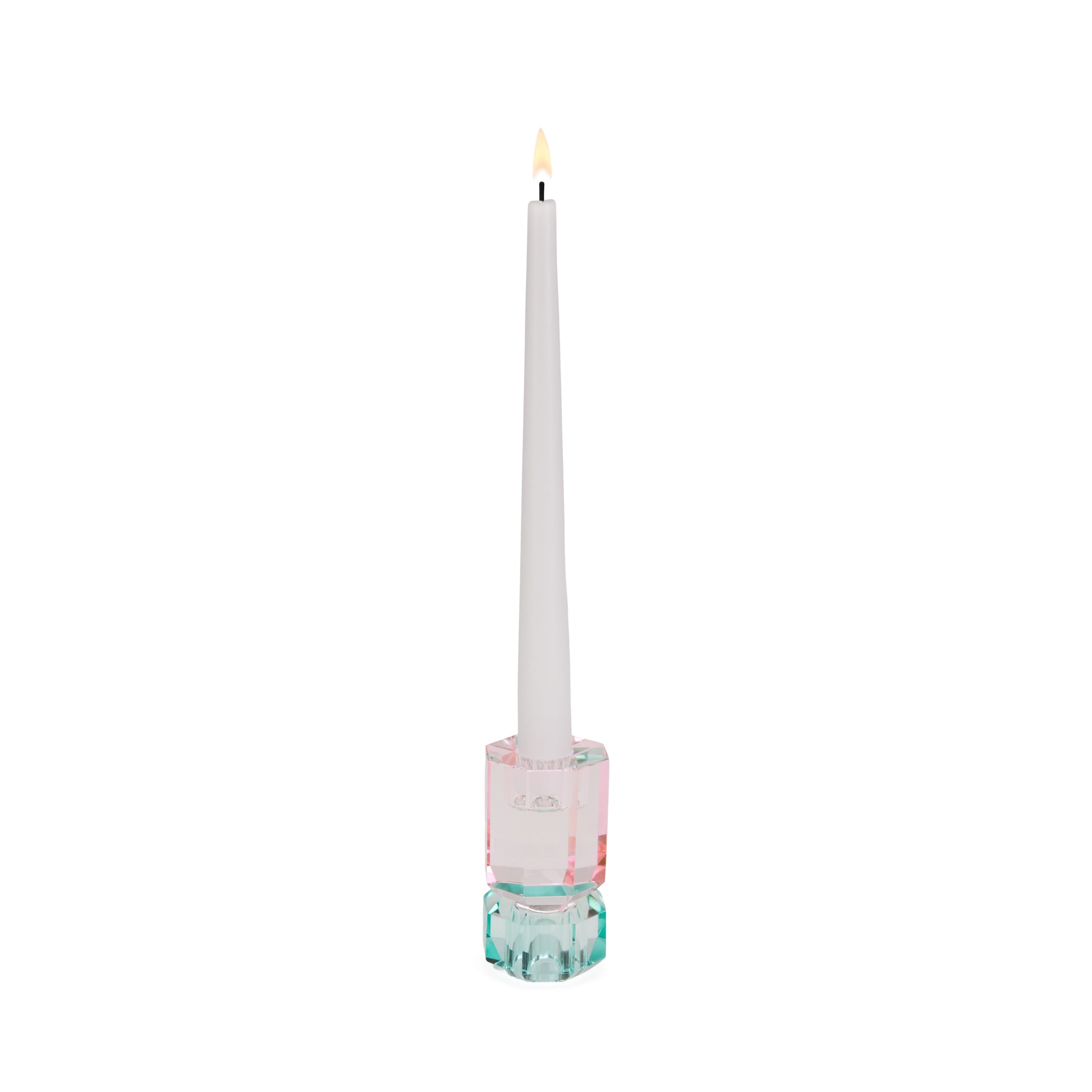 Faceted Crystal Candle Holder - Pink/ Light Mint - Image 3