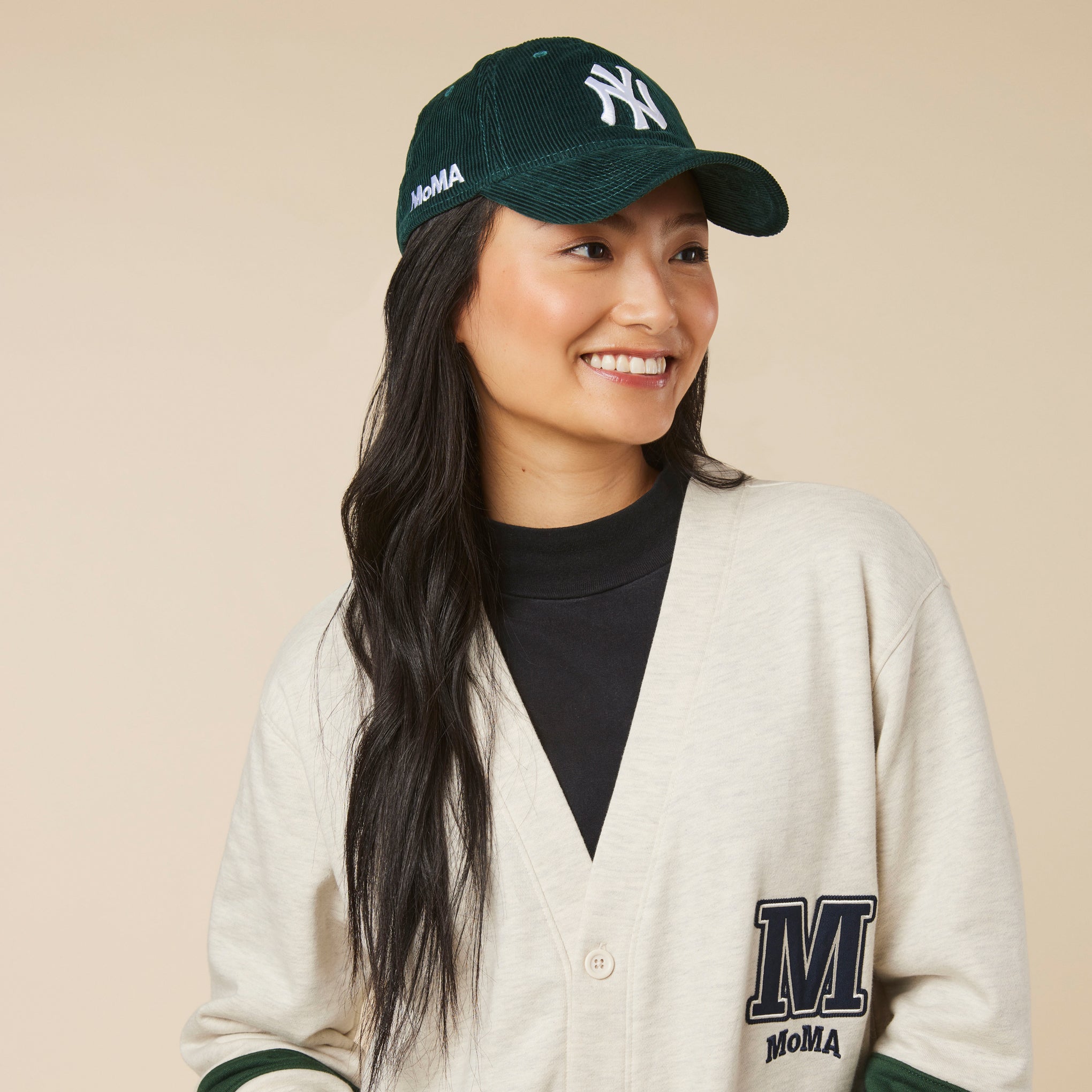 MoMA NY Yankees 9TWENTY Corduroy Adjustable Baseball Cap - Green - Image 4