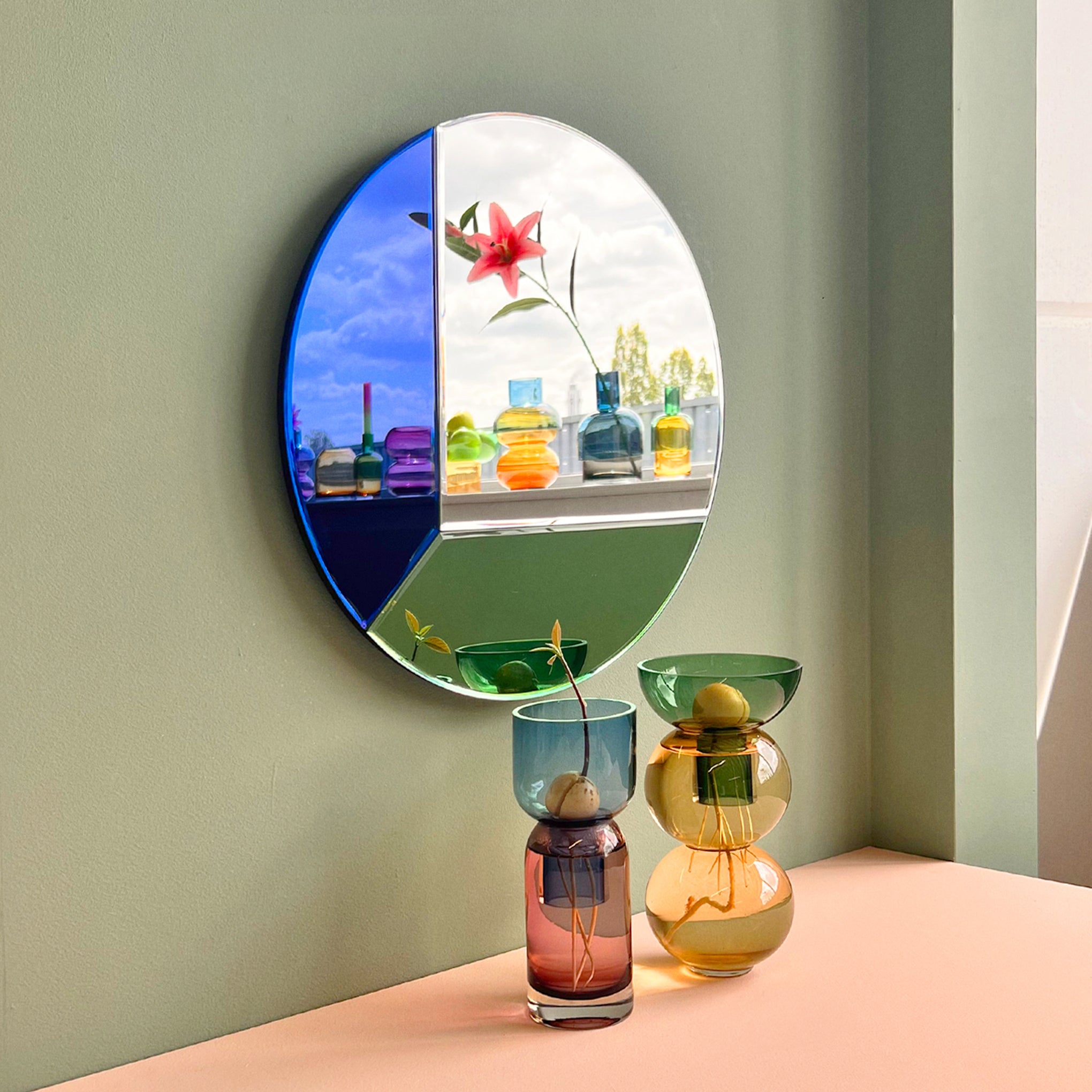 Round Mosaic Mirror - Blue/ Green - Image 5