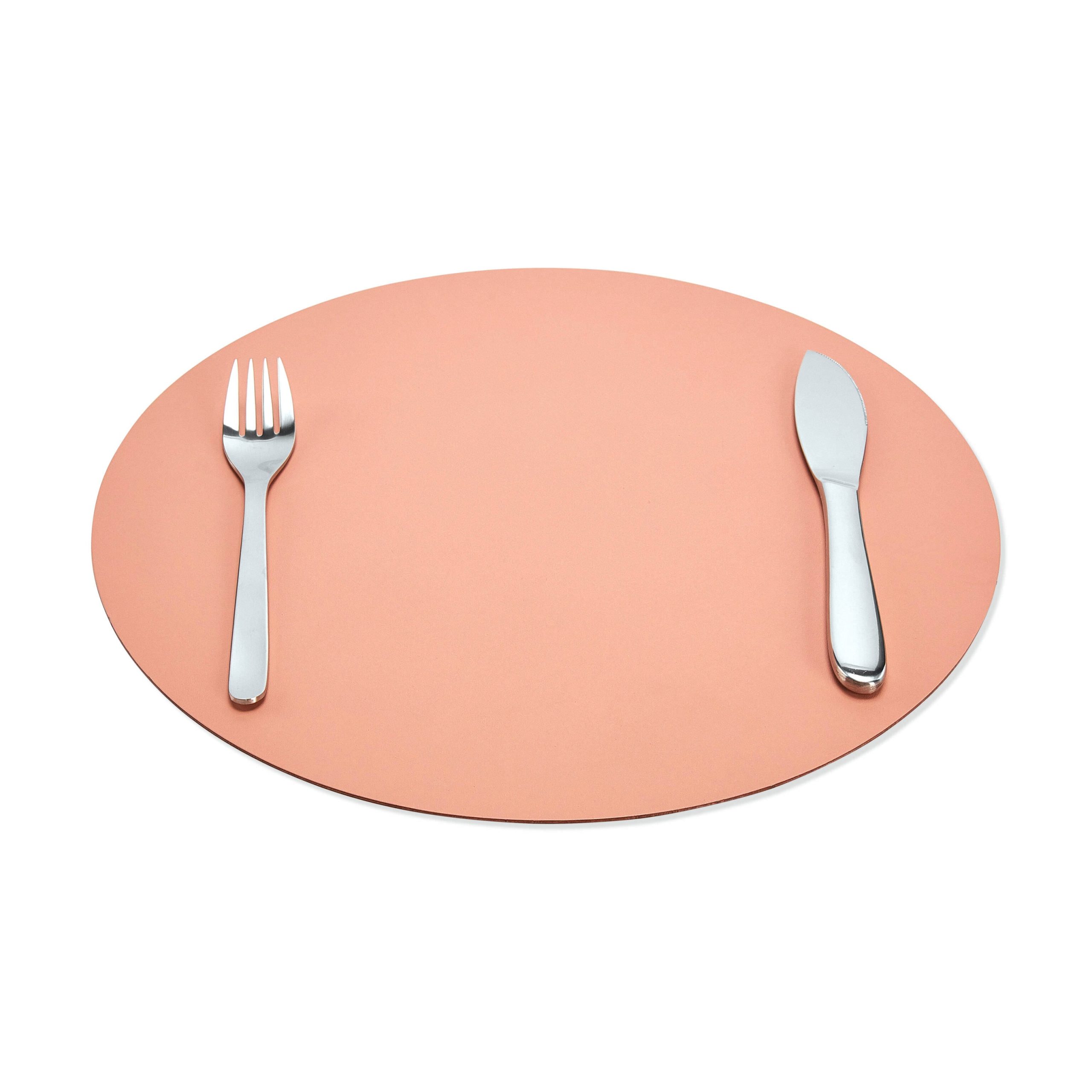 Dual-Sided Recycled Leather Placemat - Blue/ Light Pink - Image 9