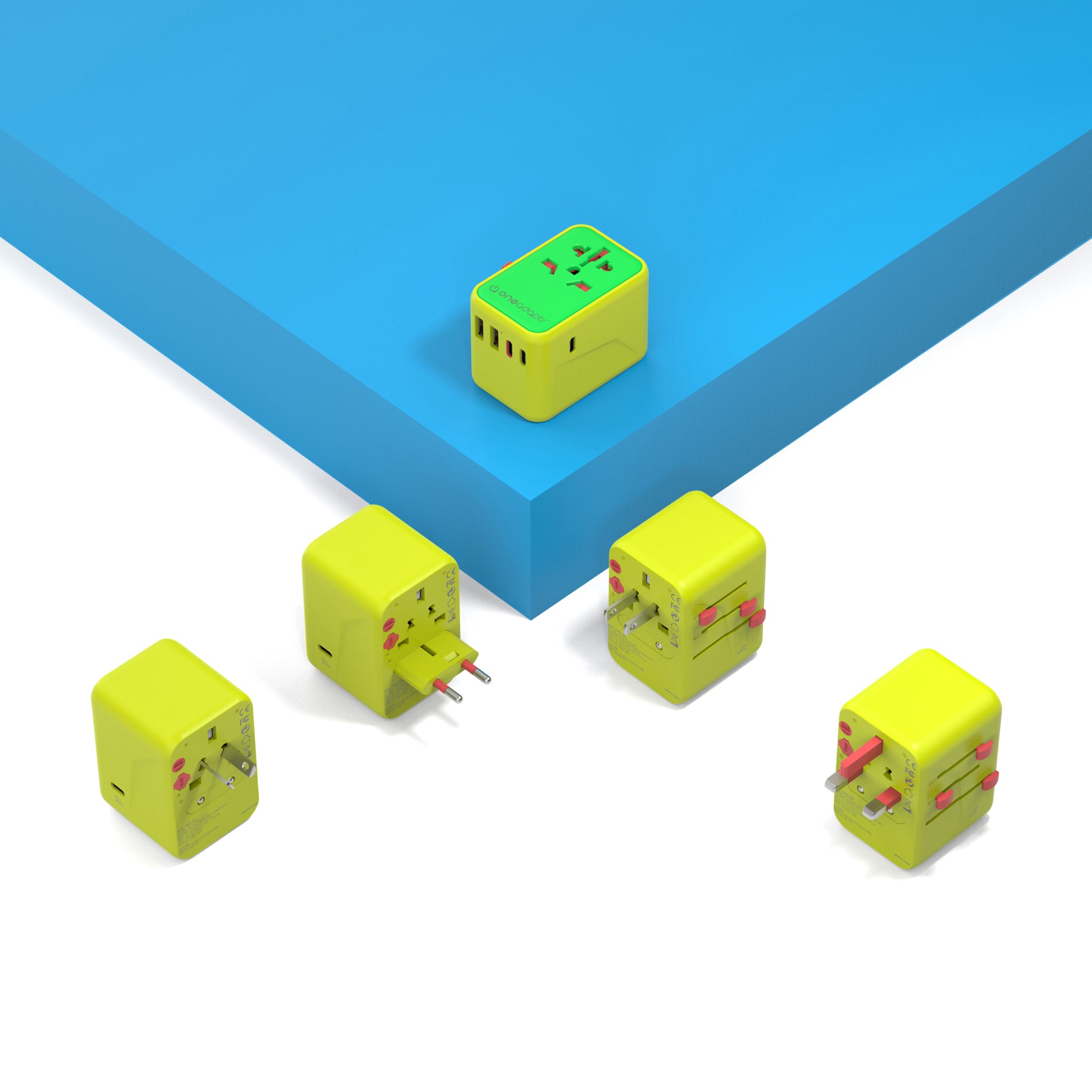 OneAdaptr International Travel Adapter & Charger - Green - Image 5