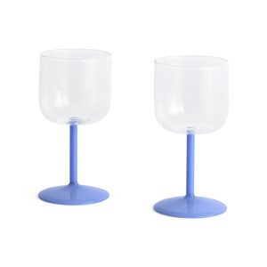 HAY Tint Wine Glasses - Set of 2 - Clear/ Jade Light Blue